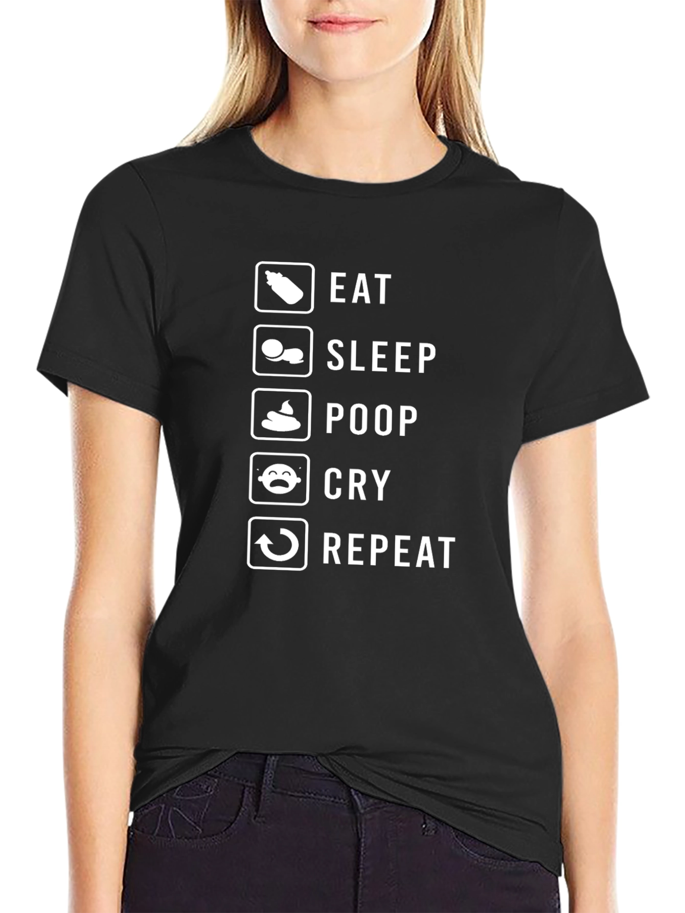 Eat Sleep Poop Cry Repeat Funny Baby T-Shirt