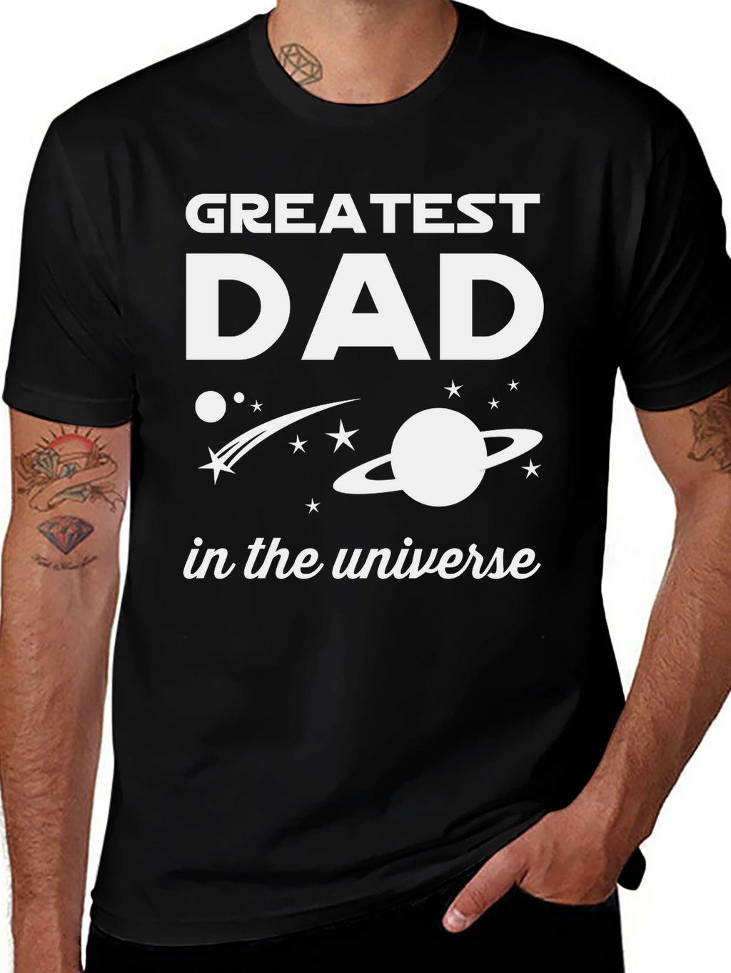 Greatest Dad in the Universe Black T-Shirt