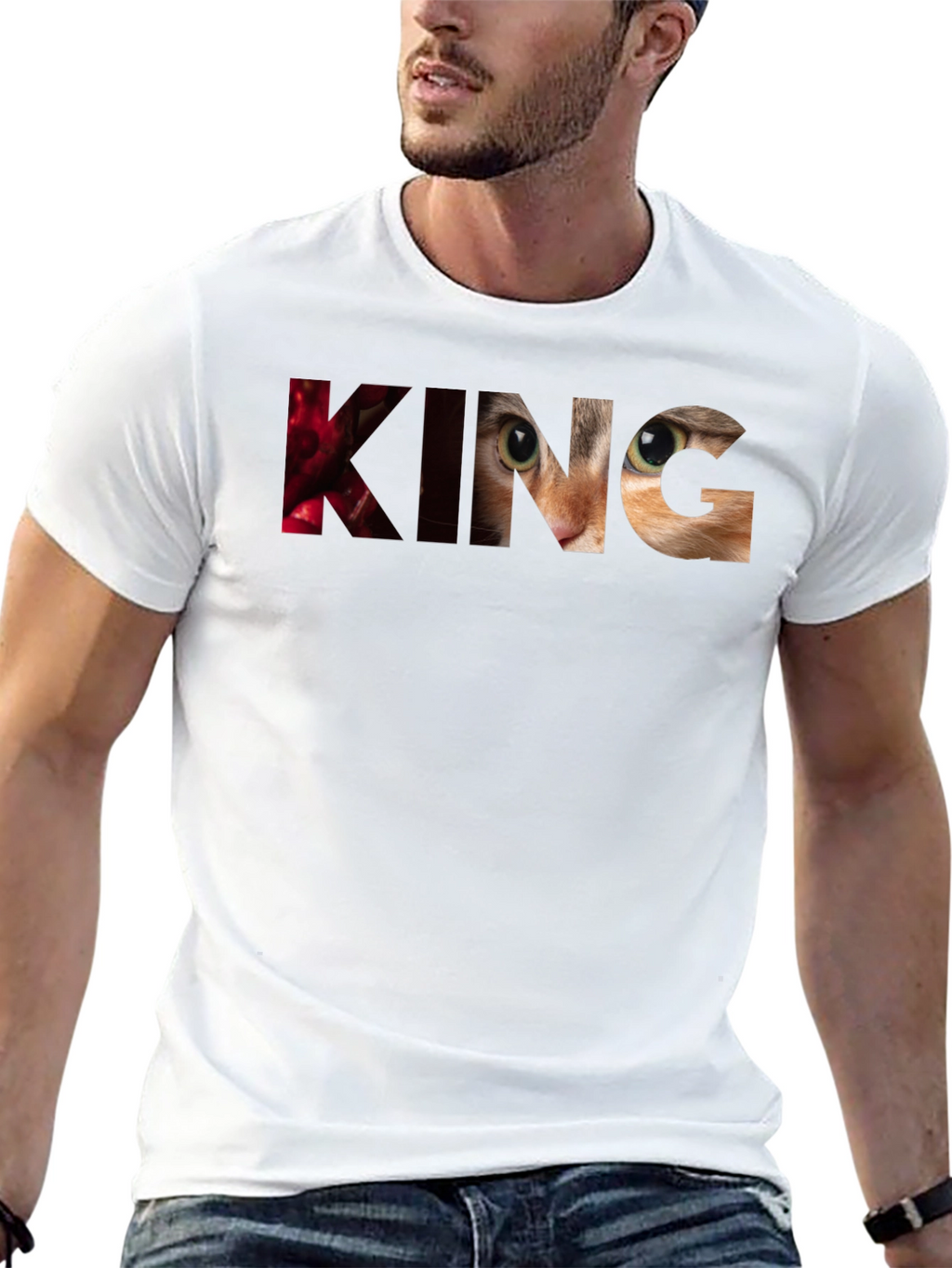 King Cat Graphic T-Shirt - Unique Design
