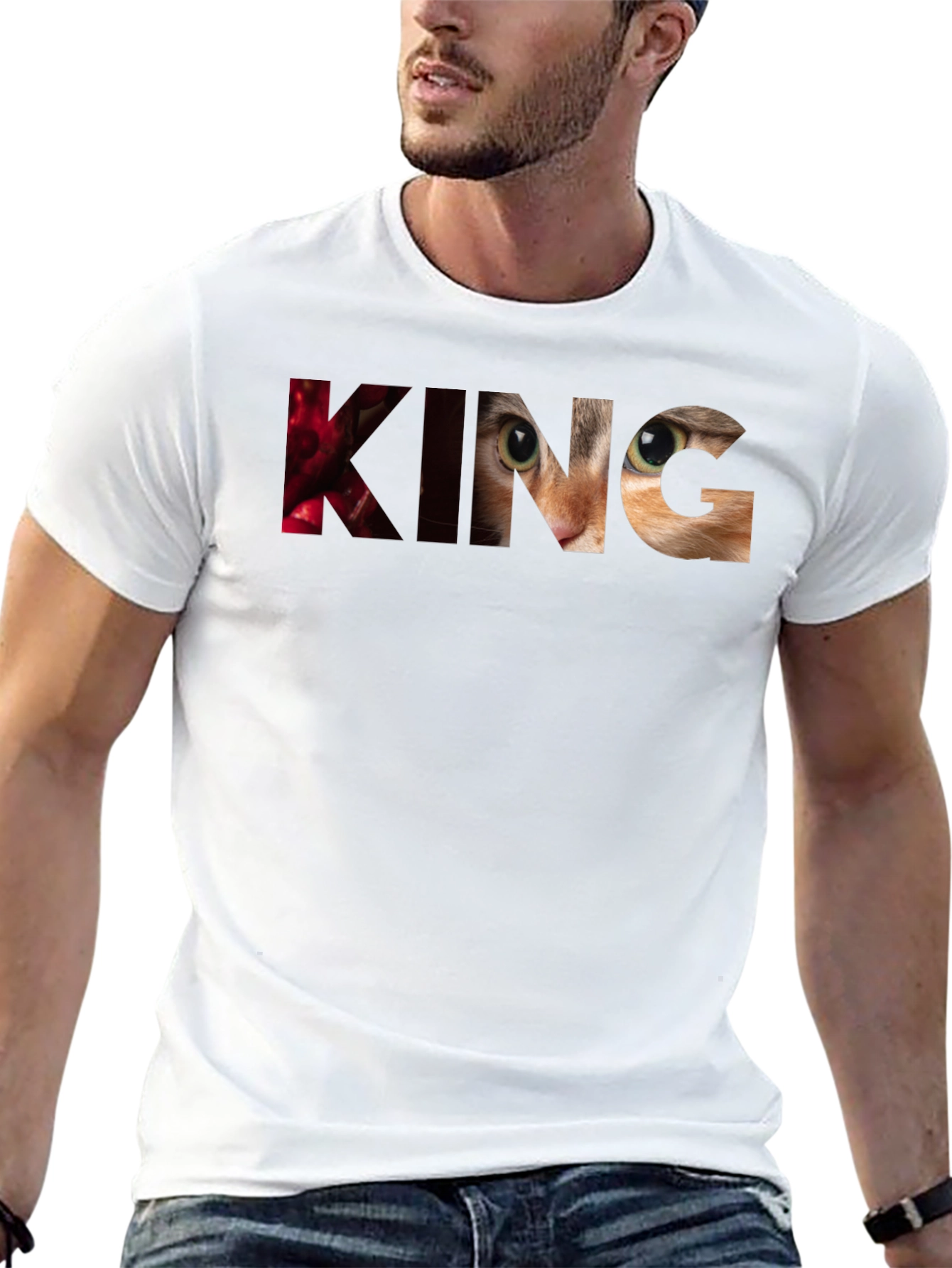 King Cat Graphic T-Shirt - Unique Design