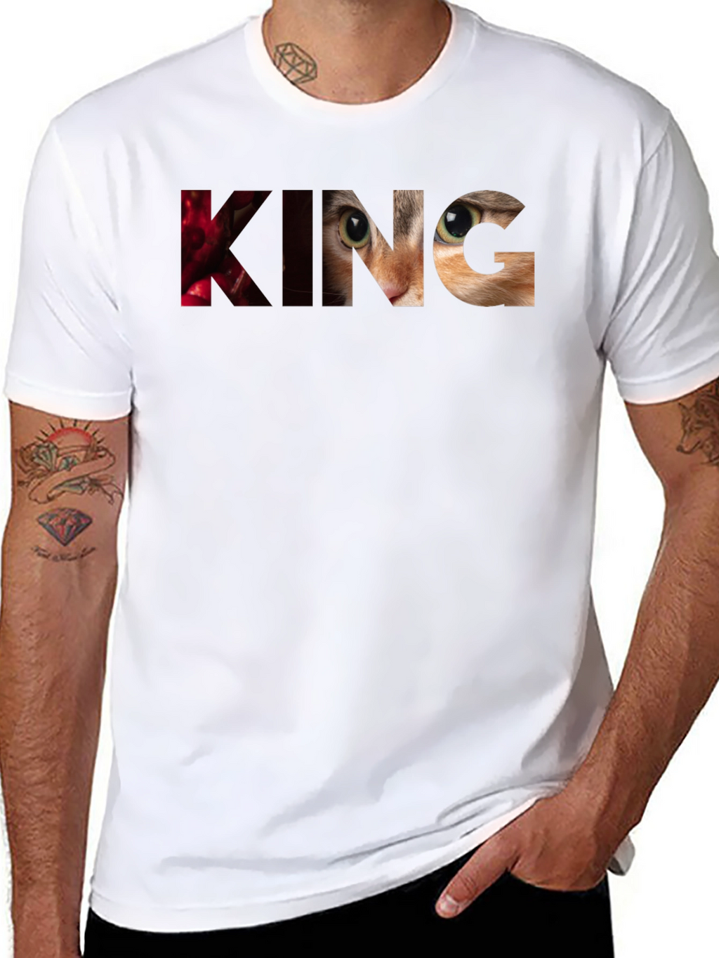 King Cat Graphic T-Shirt - Unique Design