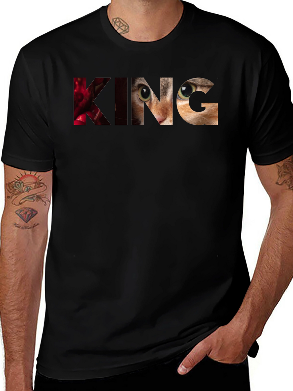 King Cat Graphic T-Shirt - Unique Design