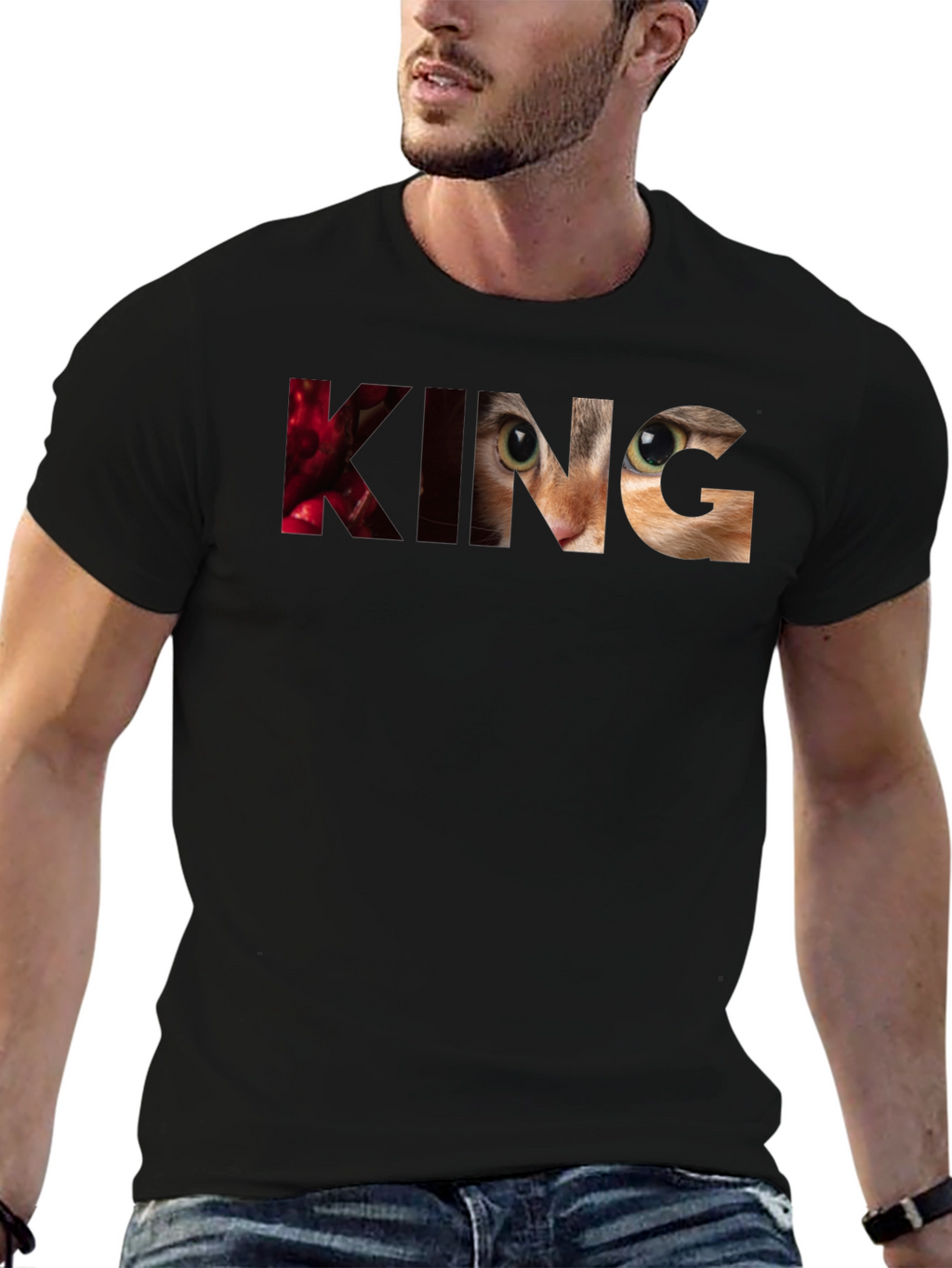 King Cat Graphic T-Shirt - Unique Design