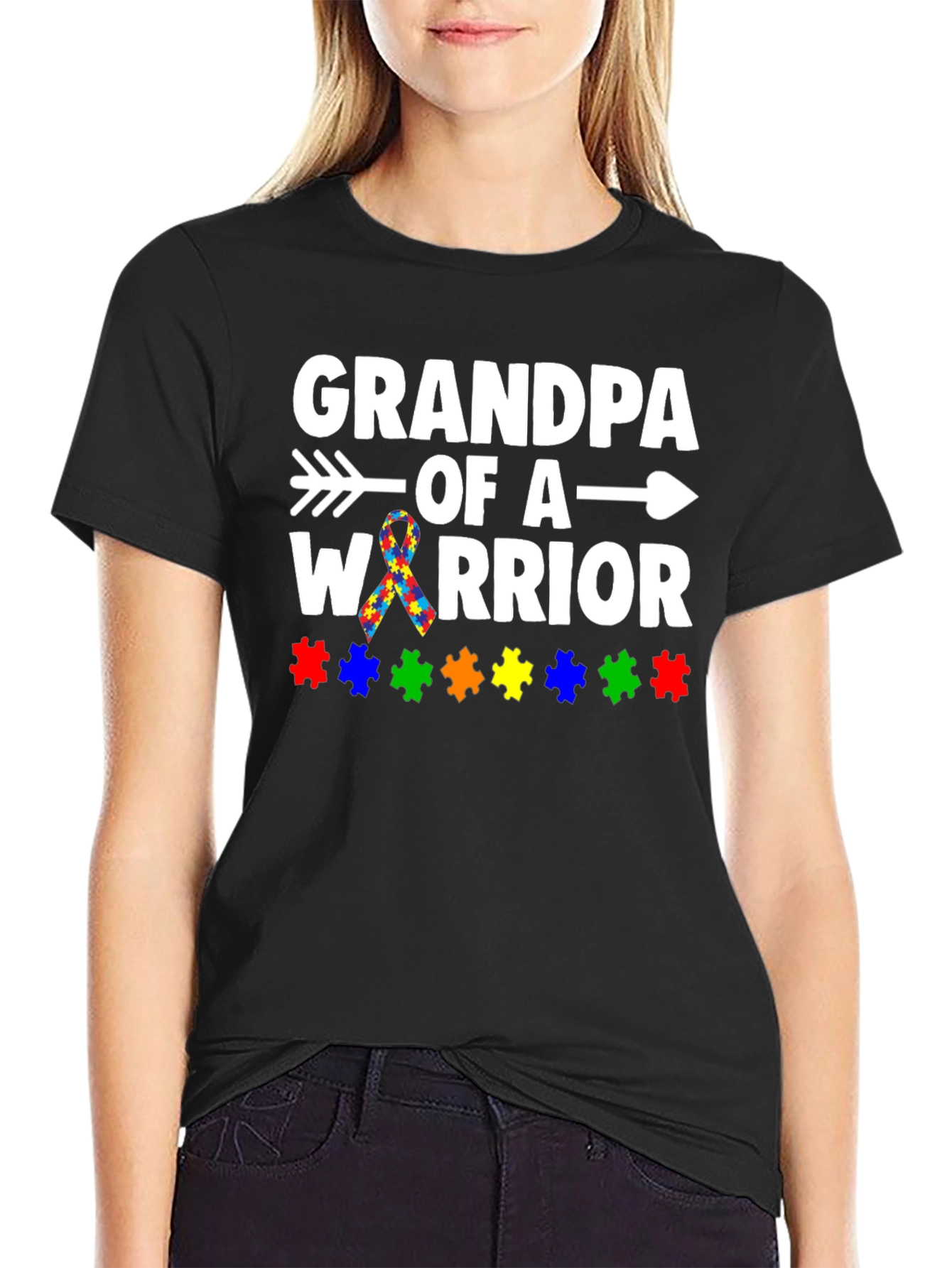 Grandpa Of A Warrior Autism Awareness T-Shirt