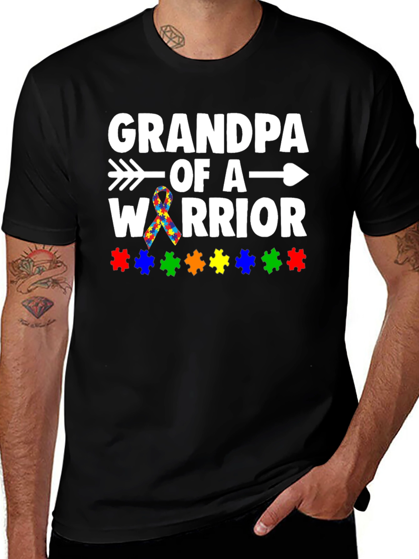 Grandpa Of A Warrior Autism Awareness T-Shirt