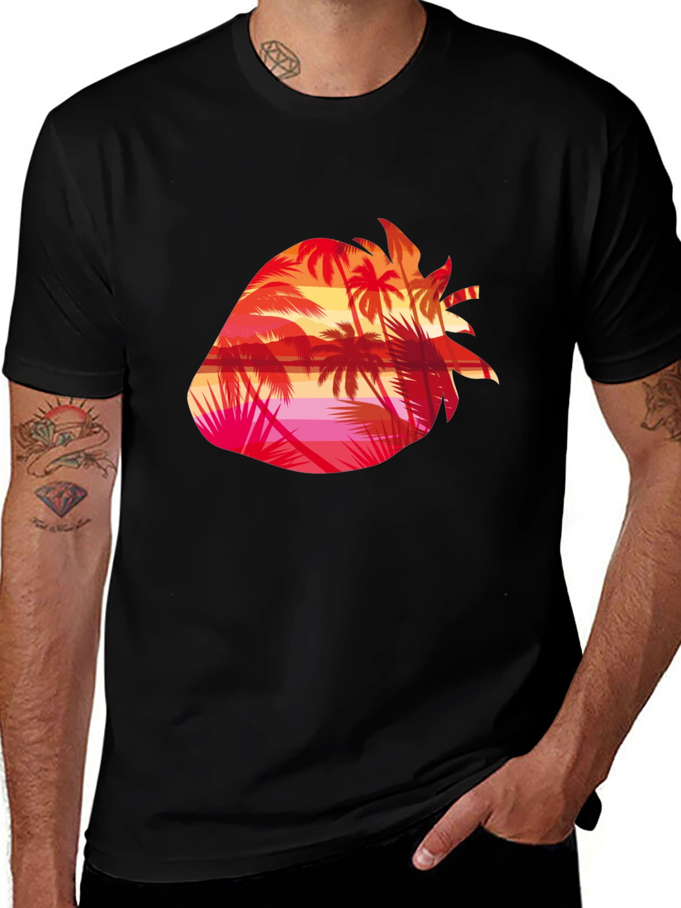 Tropical Strawberry Sunset Graphic Tee