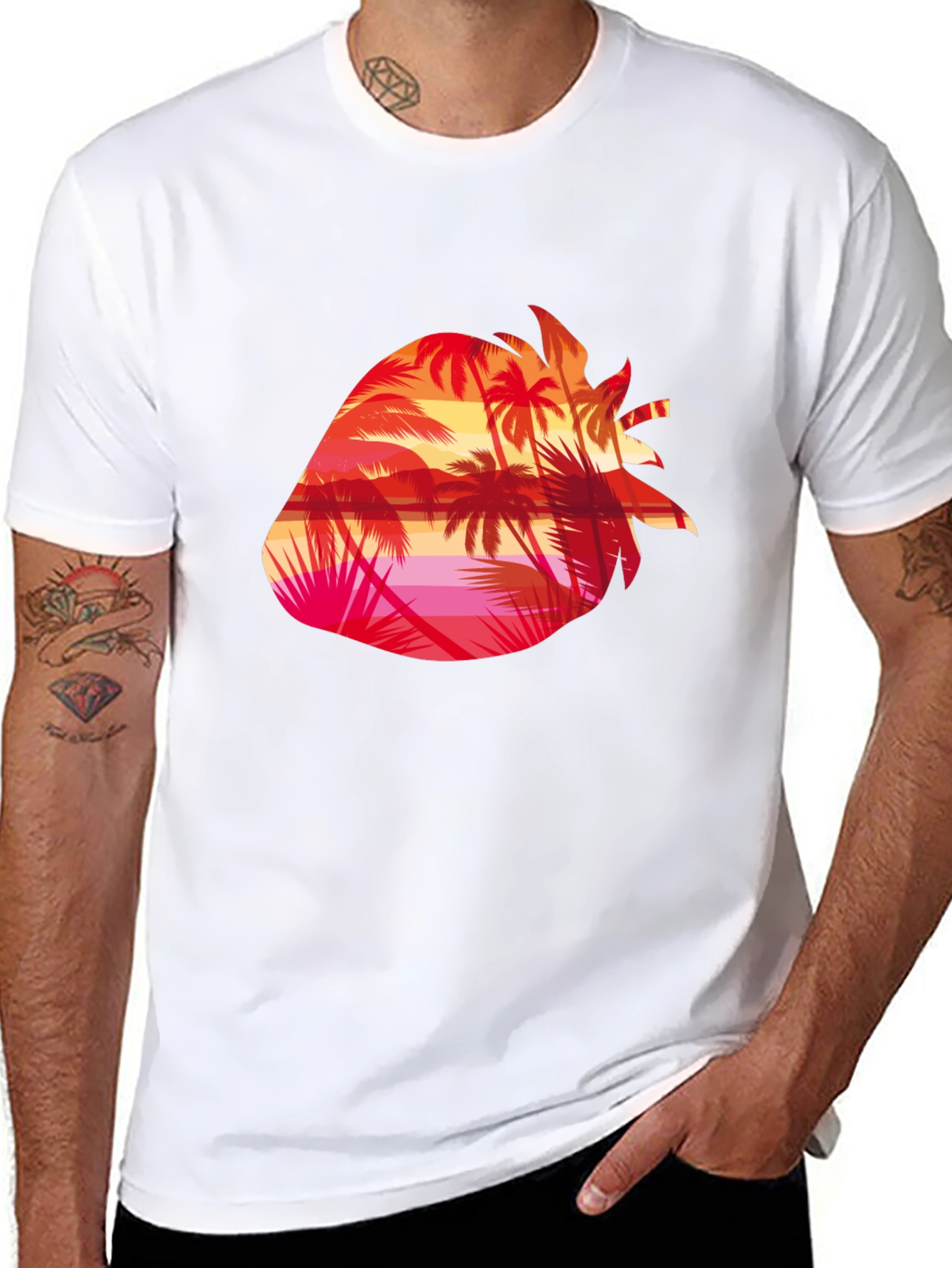 Tropical Strawberry Sunset Graphic Tee