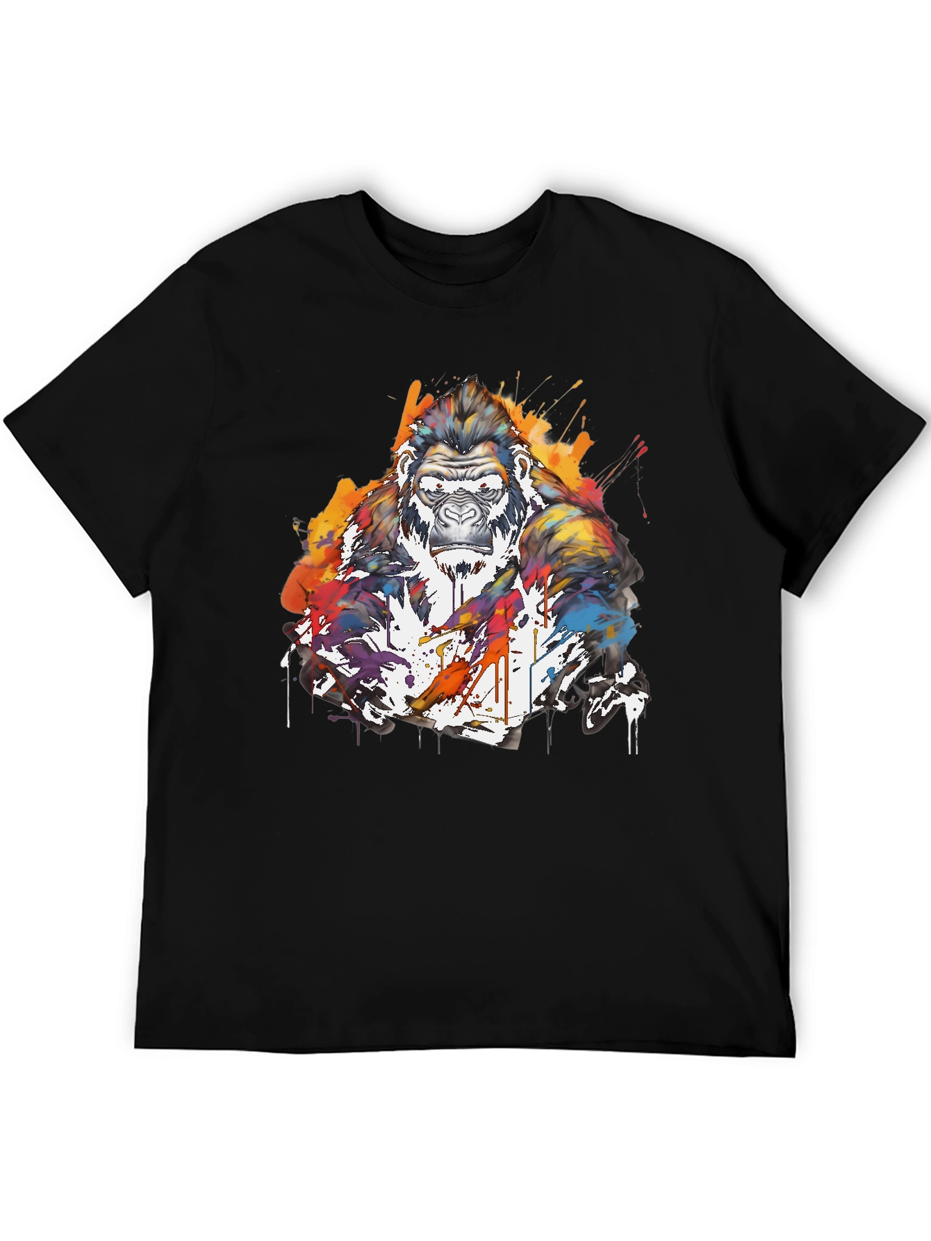 Artistic Gorilla Graphic Black T-Shirt
