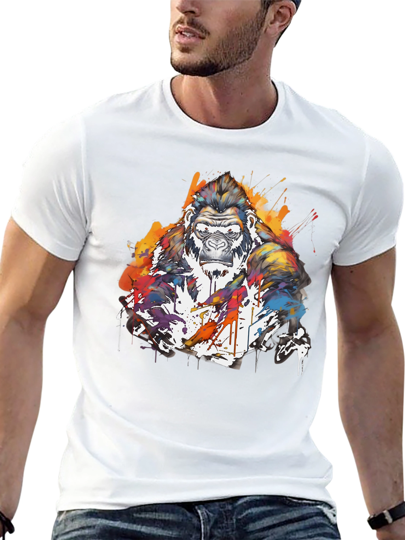Artistic Gorilla Graphic Black T-Shirt