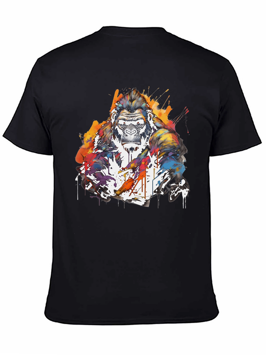 Artistic Gorilla Graphic Black T-Shirt