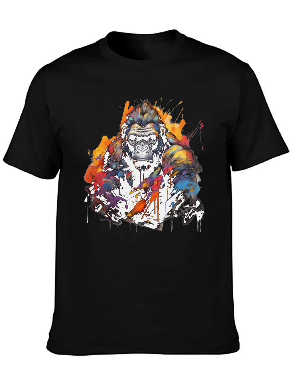 Artistic Gorilla Graphic Black T-Shirt