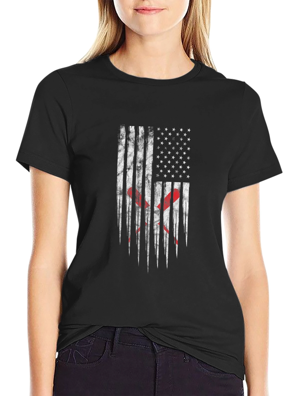 Distressed American Flag Lacrosse T-Shirt