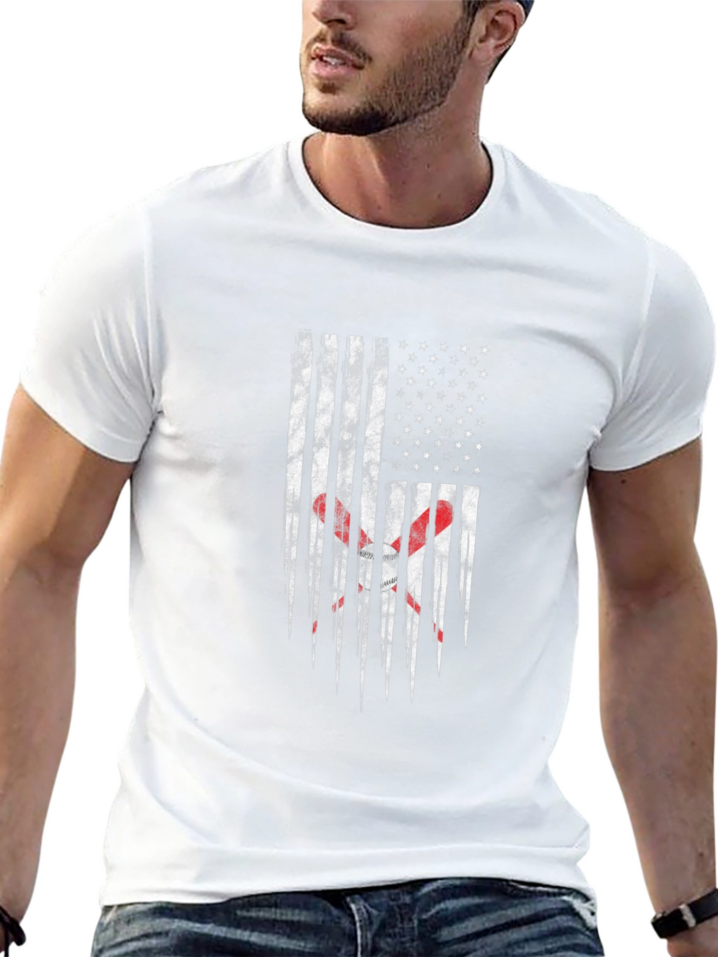 Distressed American Flag Lacrosse T-Shirt