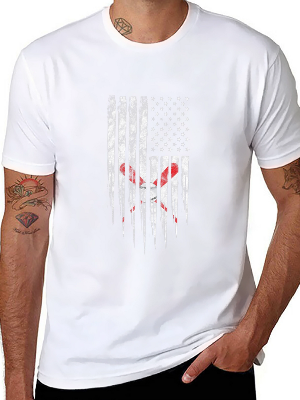 Distressed American Flag Lacrosse T-Shirt