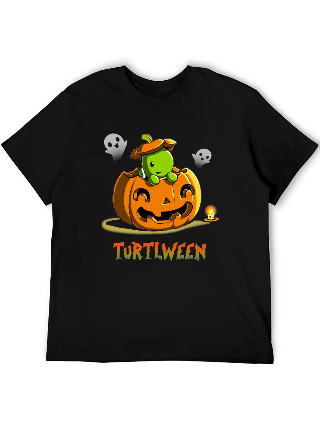 Turtlween Black T-Shirt - Halloween Turtle Pumpkin Design