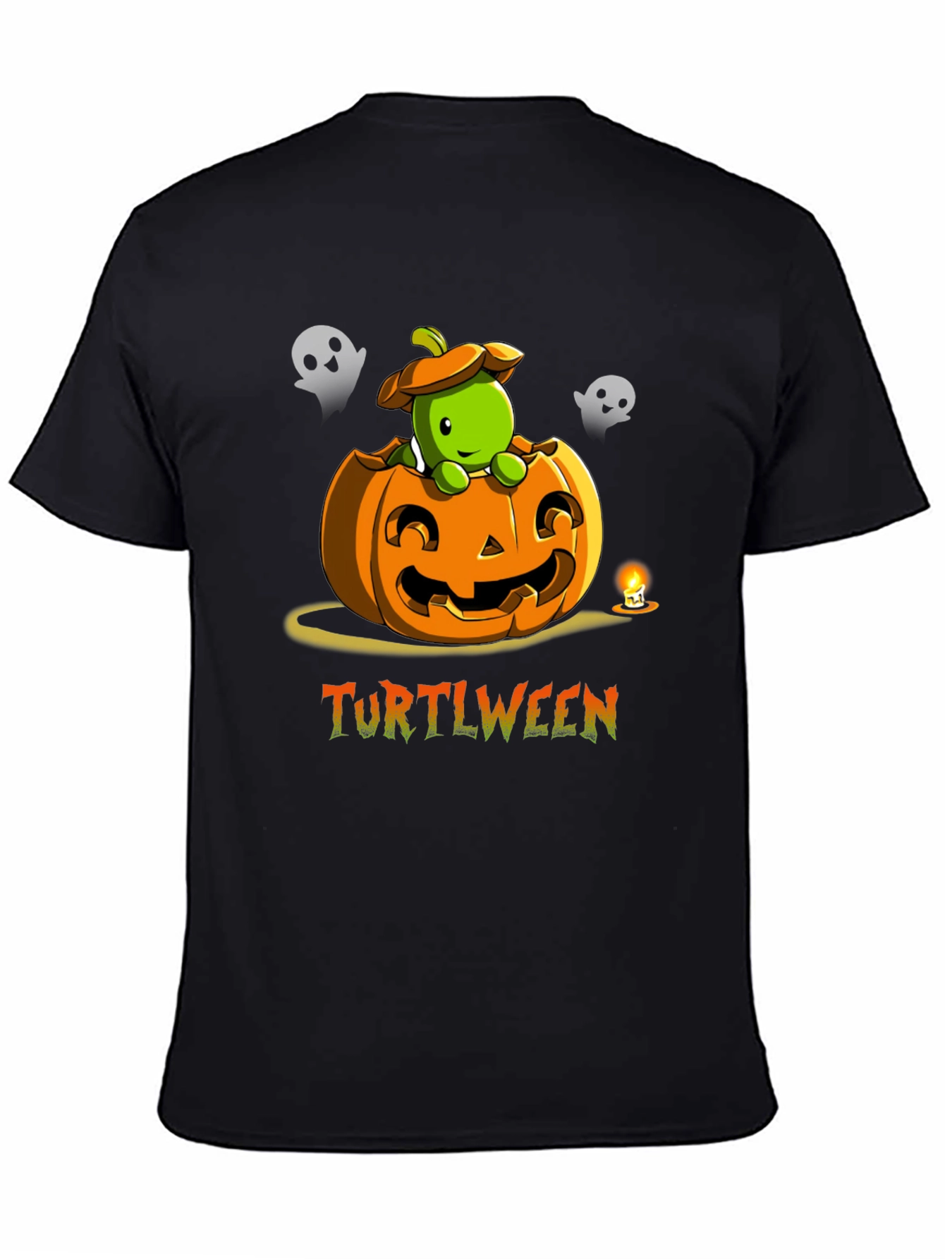 Turtlween Black T-Shirt - Halloween Turtle Pumpkin Design