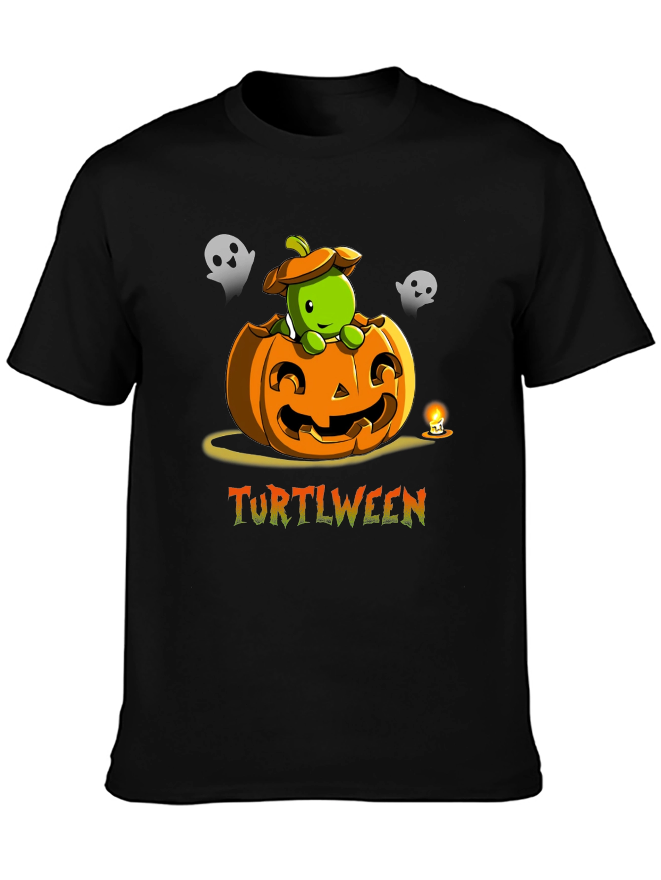 Turtlween Black T-Shirt - Halloween Turtle Pumpkin Design