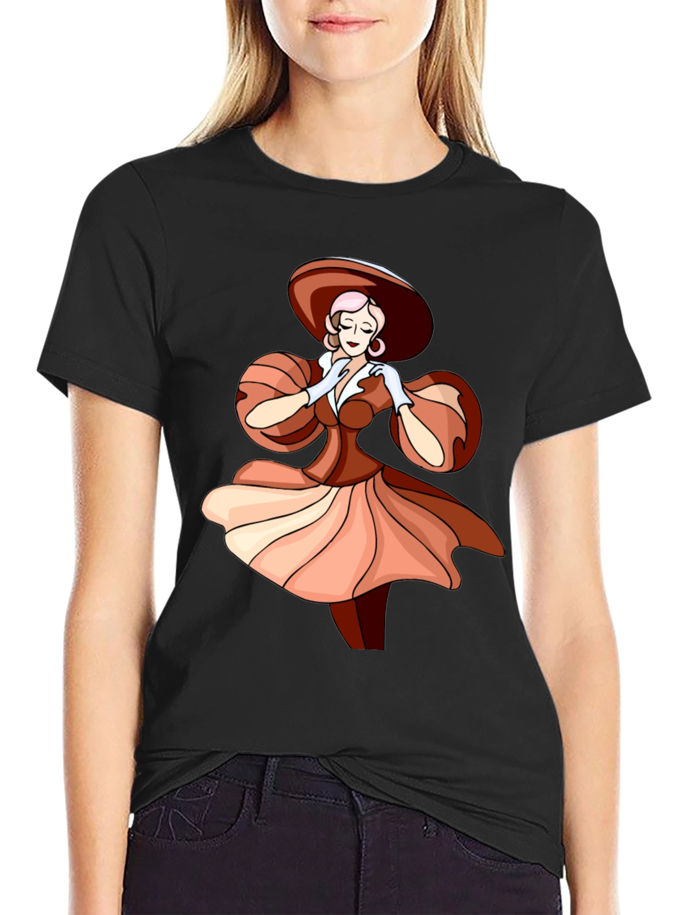 Vintage Lady Graphic Tee - Elegant Style