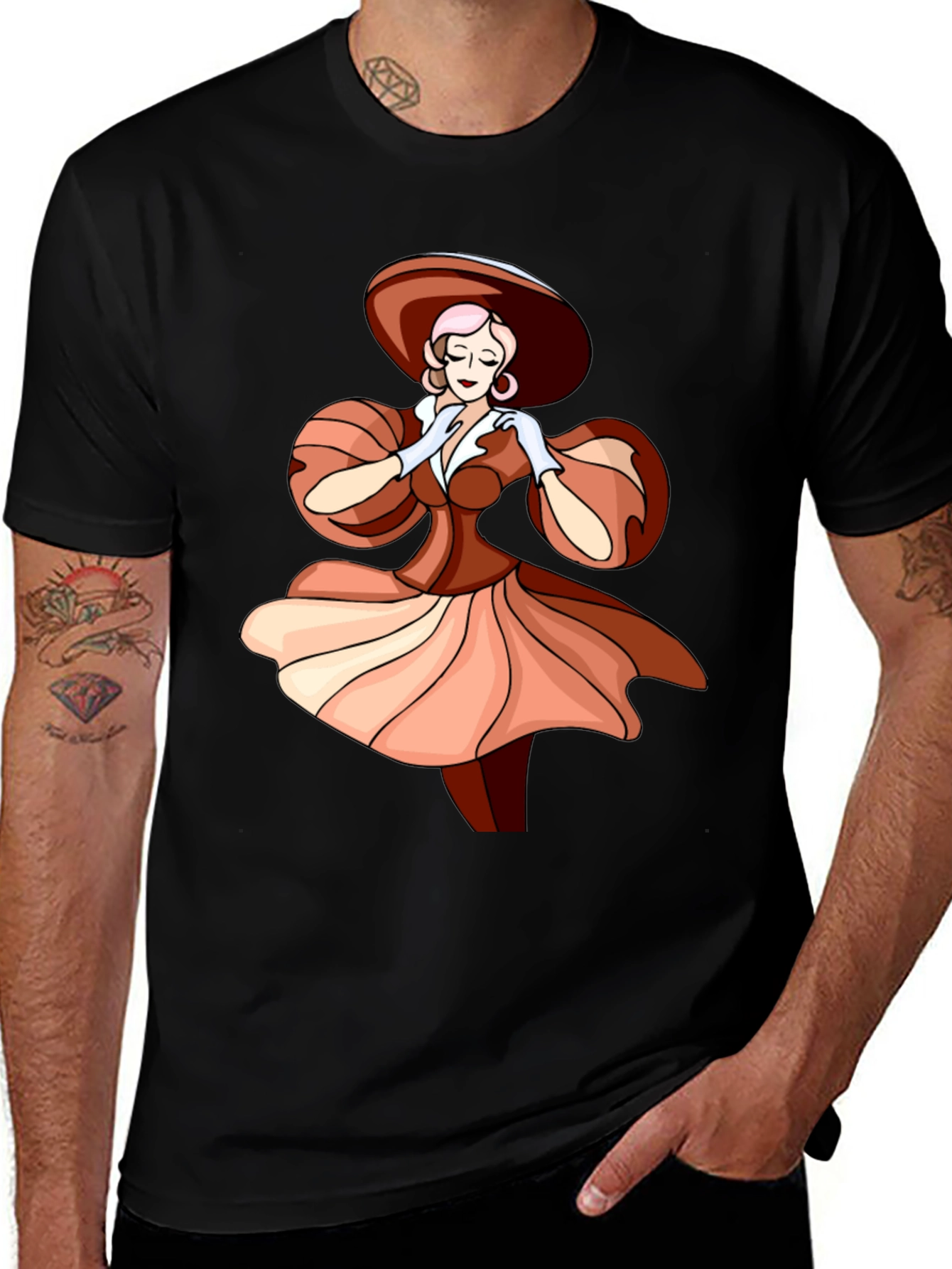 Vintage Lady Graphic Tee - Elegant Style