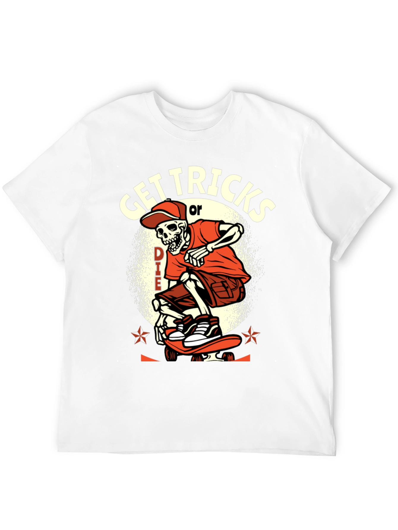 Get Tricks or Die Skeleton Skateboard Graphic Tee