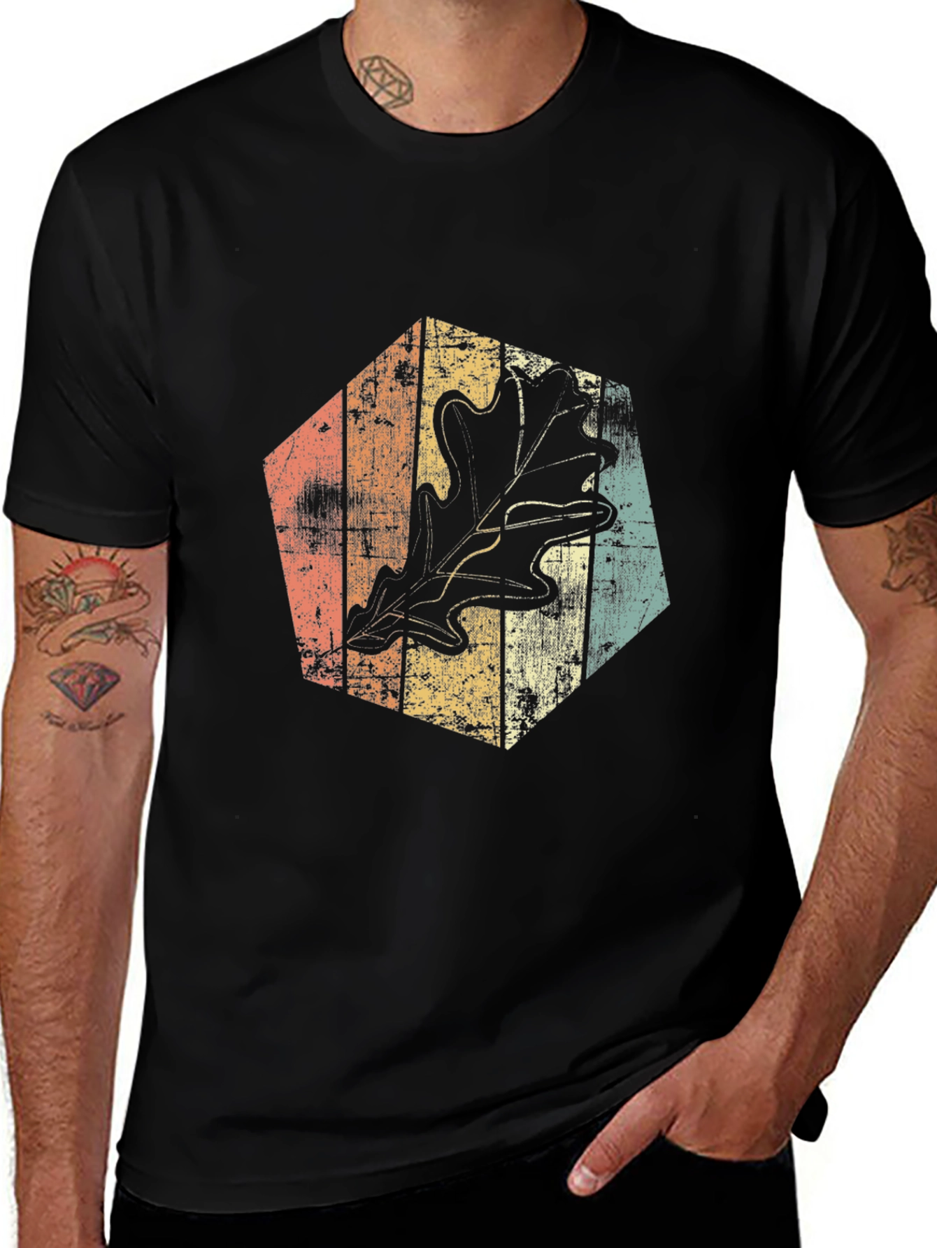 Retro Leaf Graphic Tee - Stylish Casual Wear