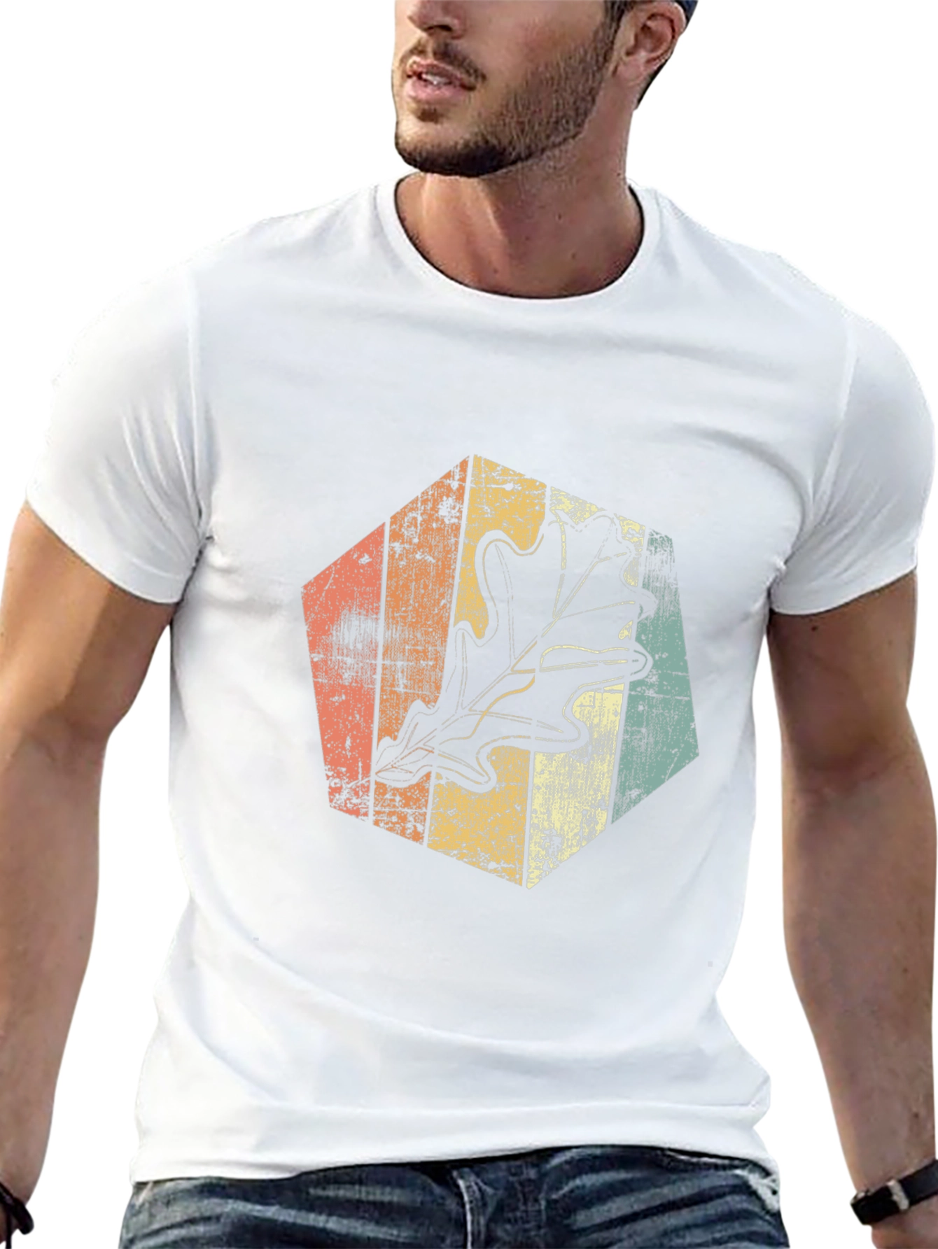 Retro Leaf Graphic Tee - Stylish Casual Wear