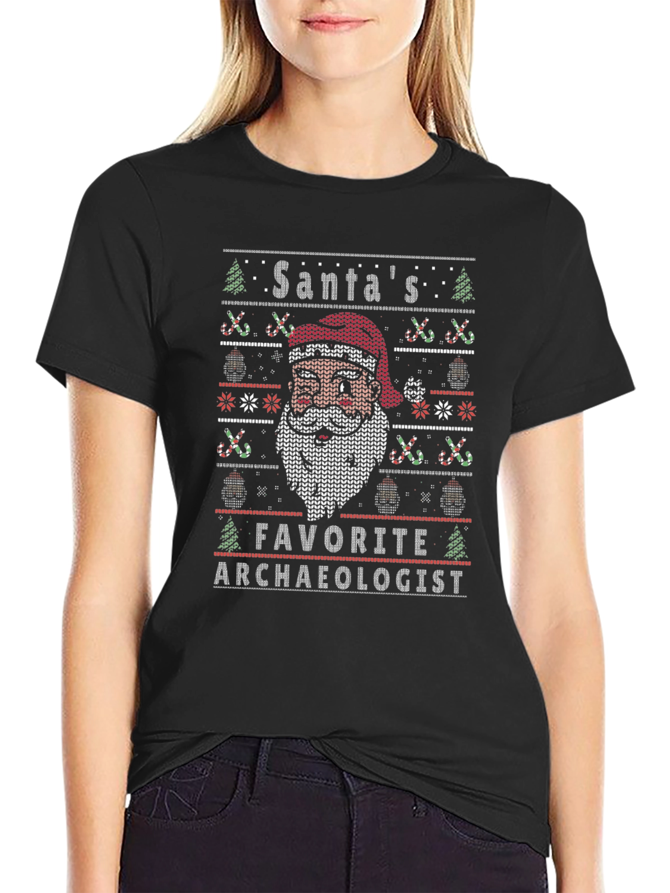 Santas Favorite Archaeologist Ugly Christmas Knit T-Shirt