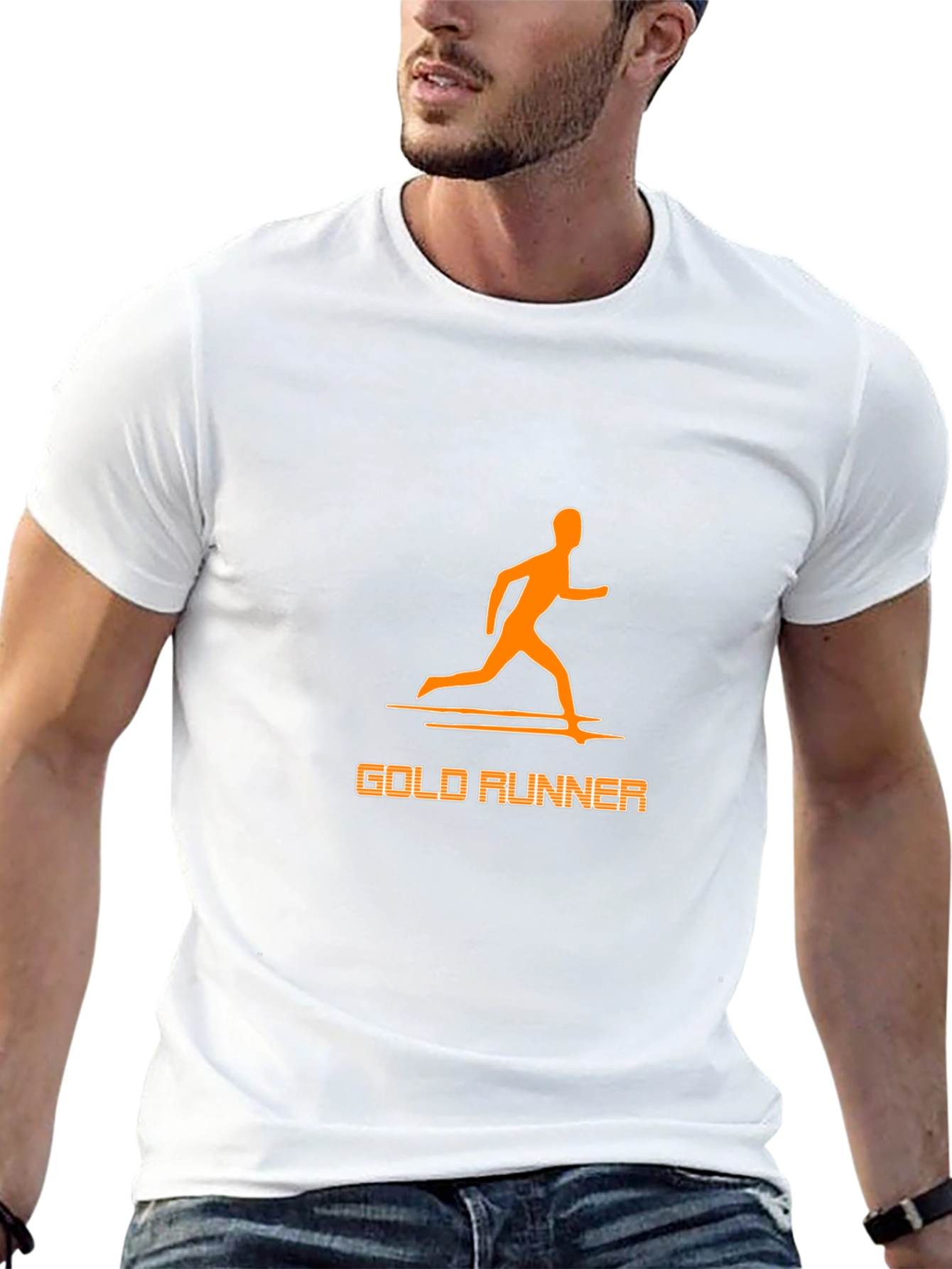 Gold Runner Graphic Tee - Stylish Black T-Shirt