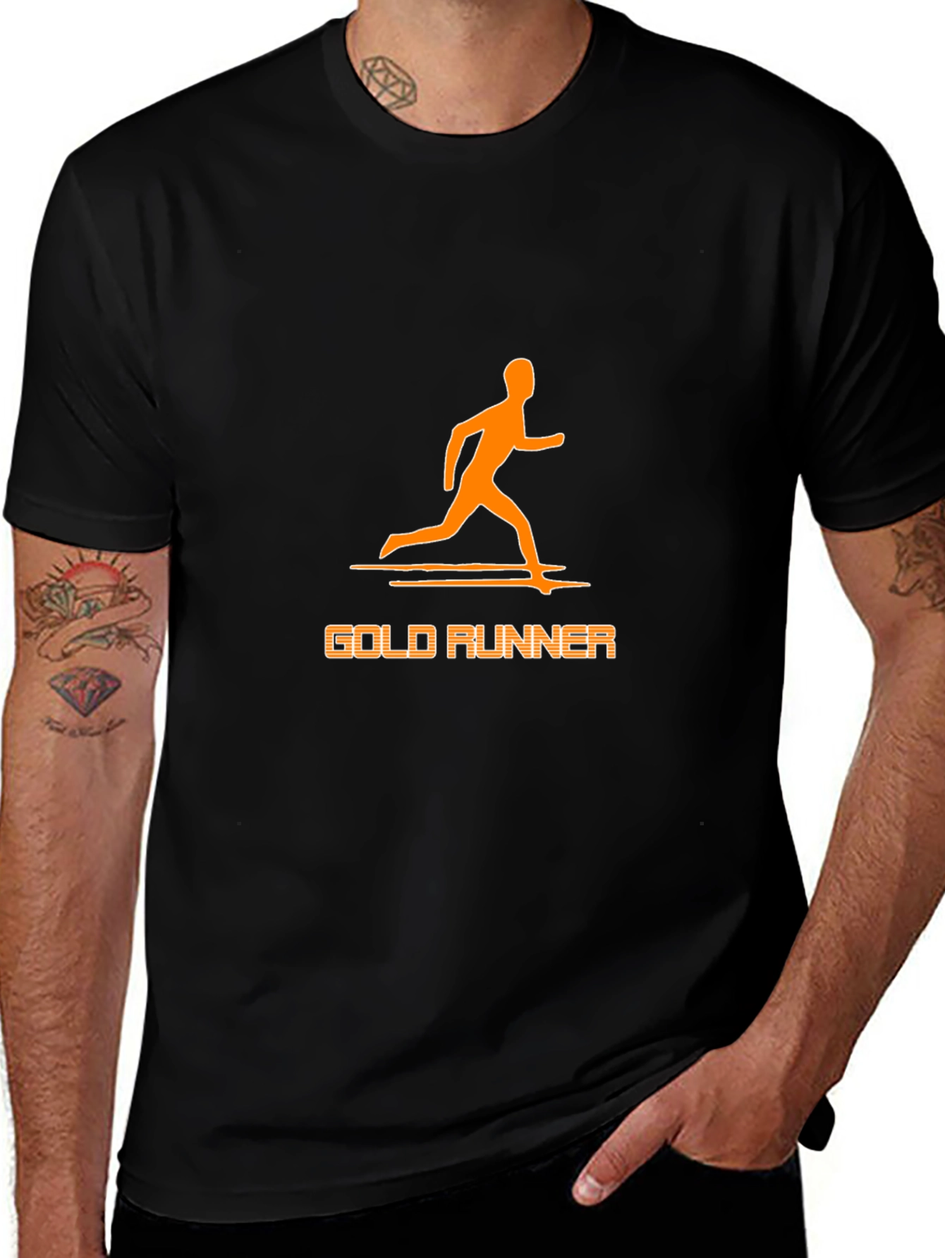 Gold Runner Graphic Tee - Stylish Black T-Shirt