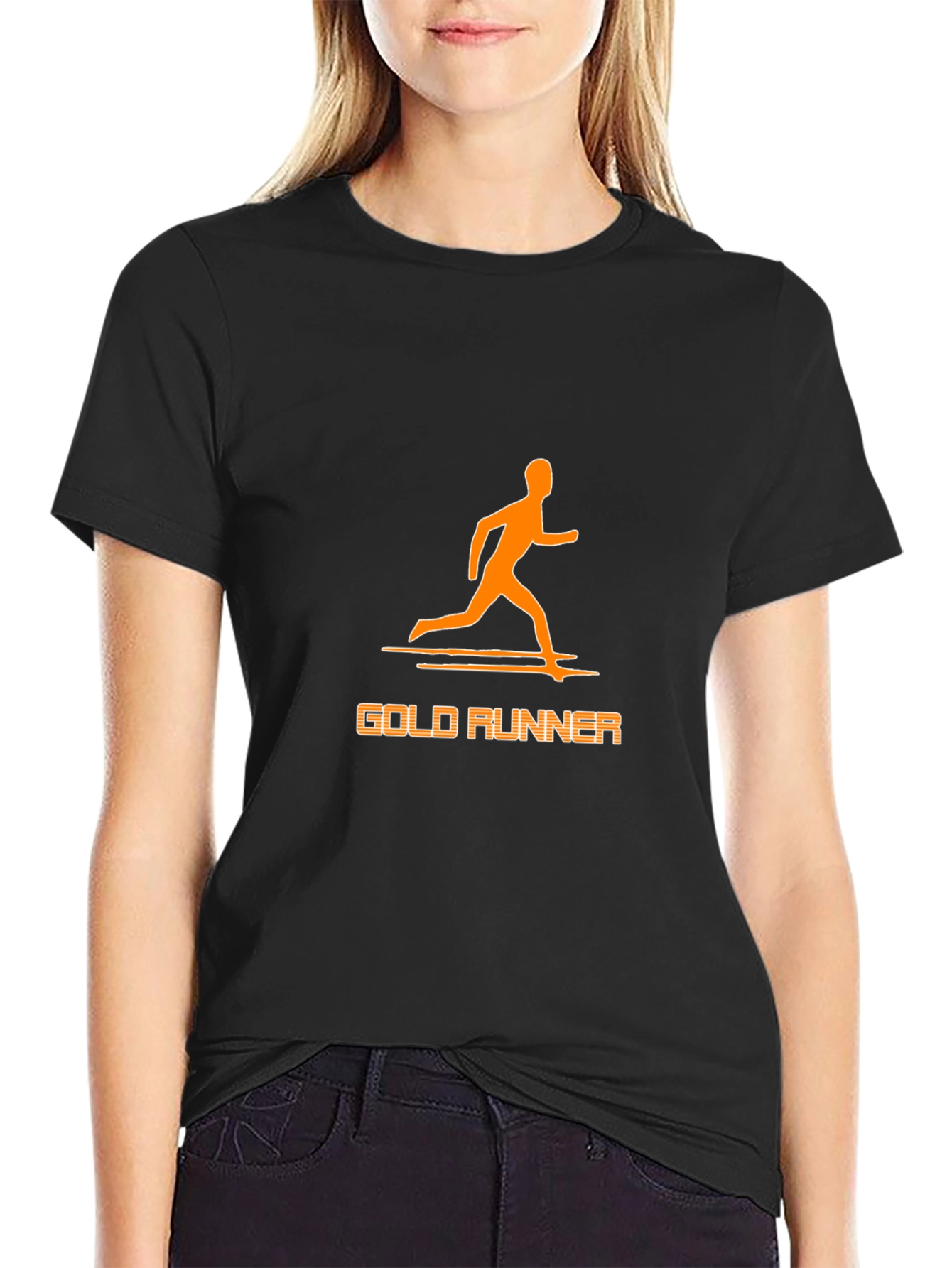Gold Runner Graphic Tee - Stylish Black T-Shirt