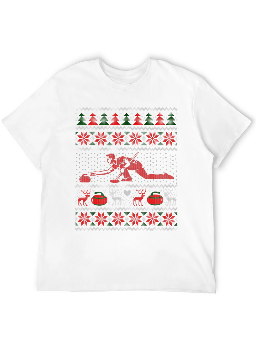 Festive Curling Ugly Christmas Sweater T-Shirt