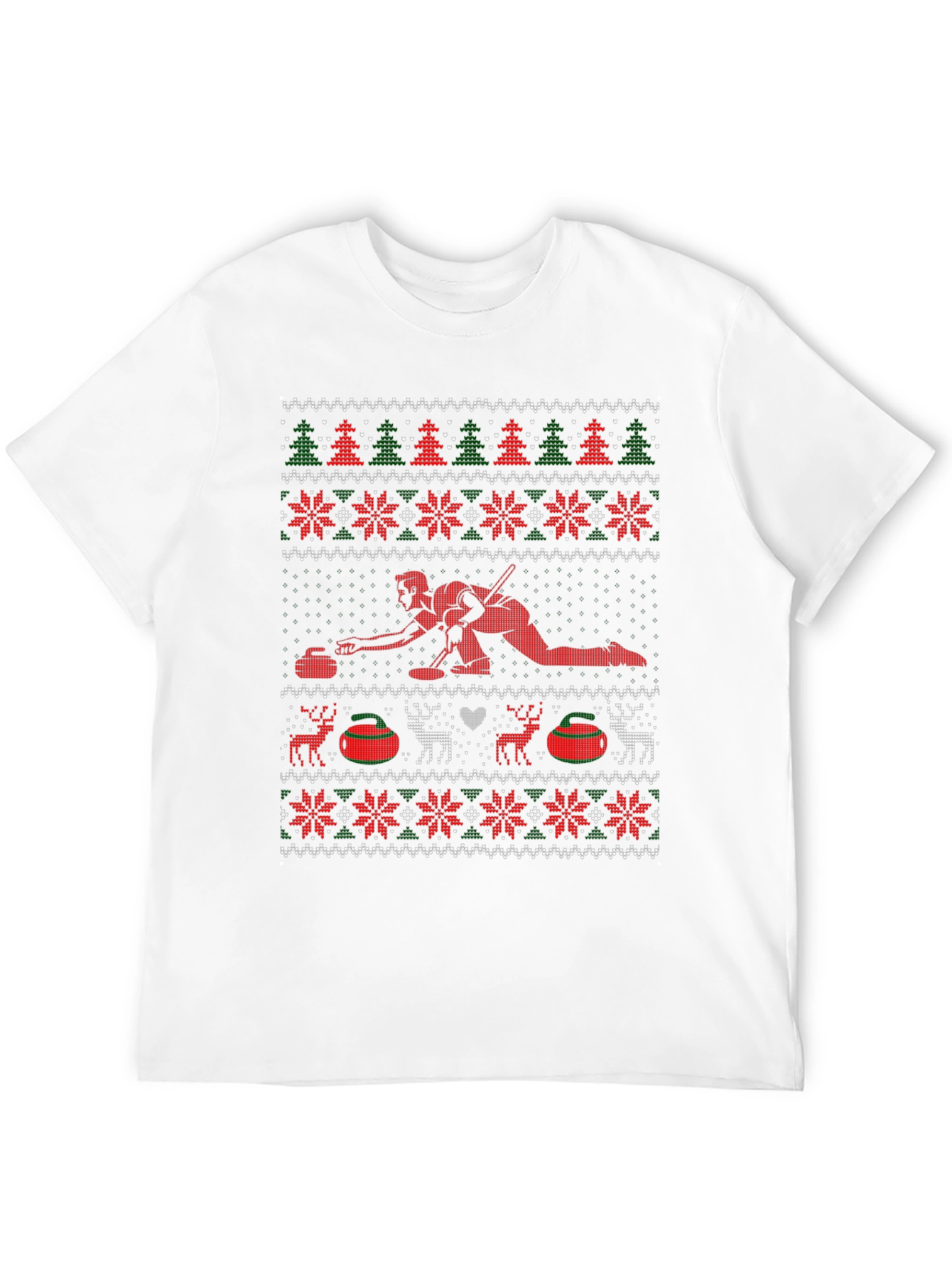 Festive Curling Ugly Christmas Sweater T-Shirt