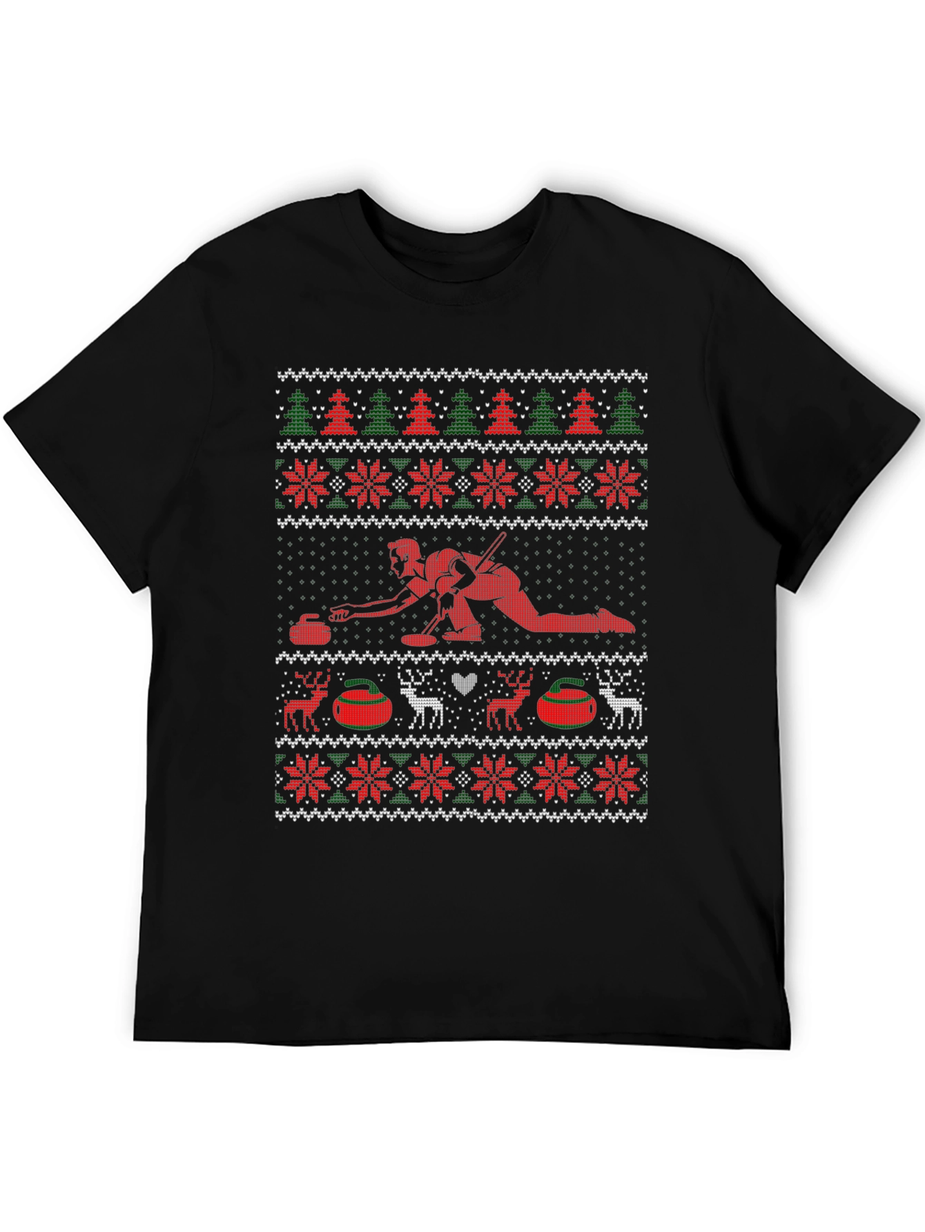 Festive Curling Ugly Christmas Sweater T-Shirt