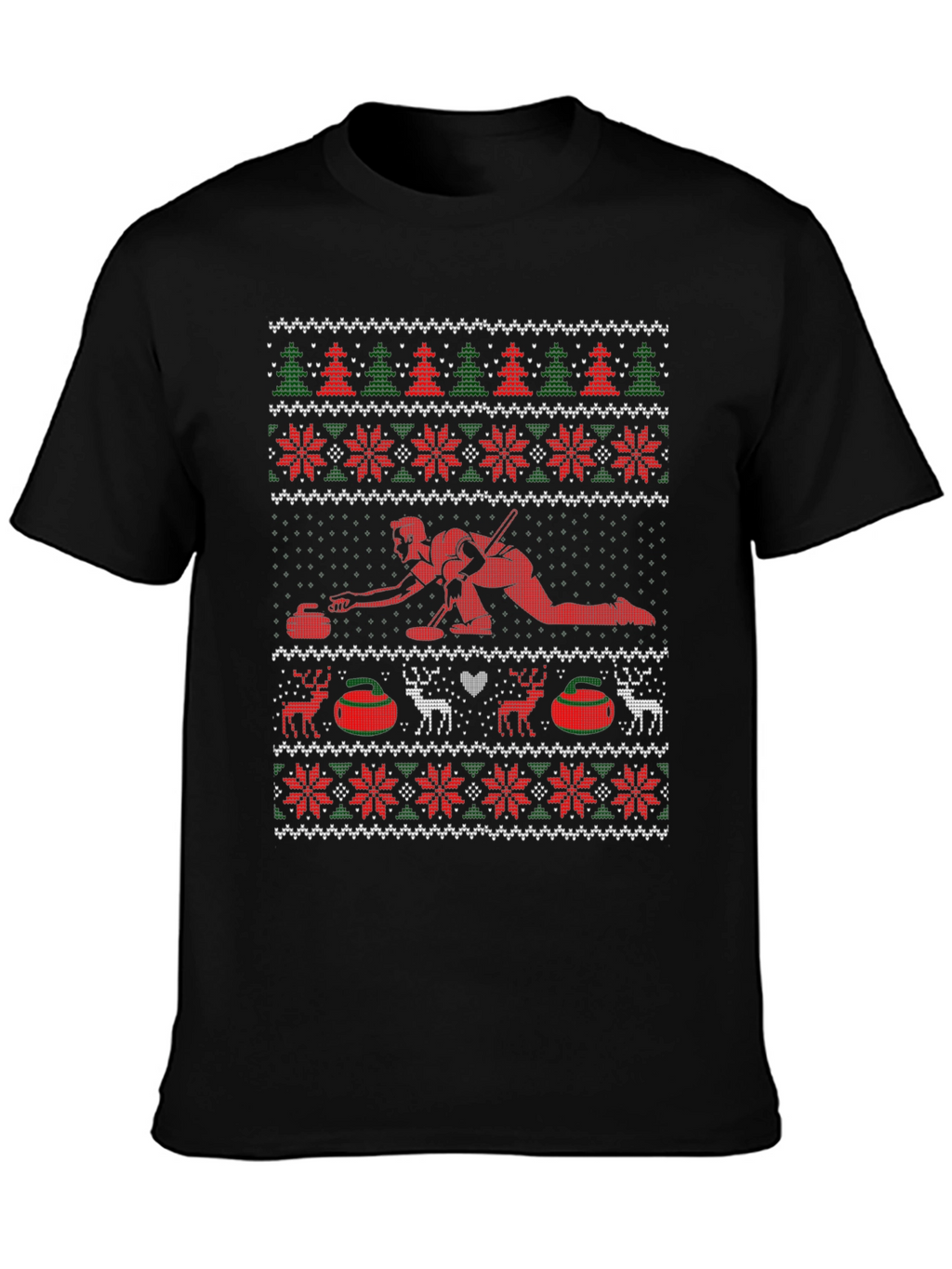 Festive Curling Ugly Christmas Sweater T-Shirt