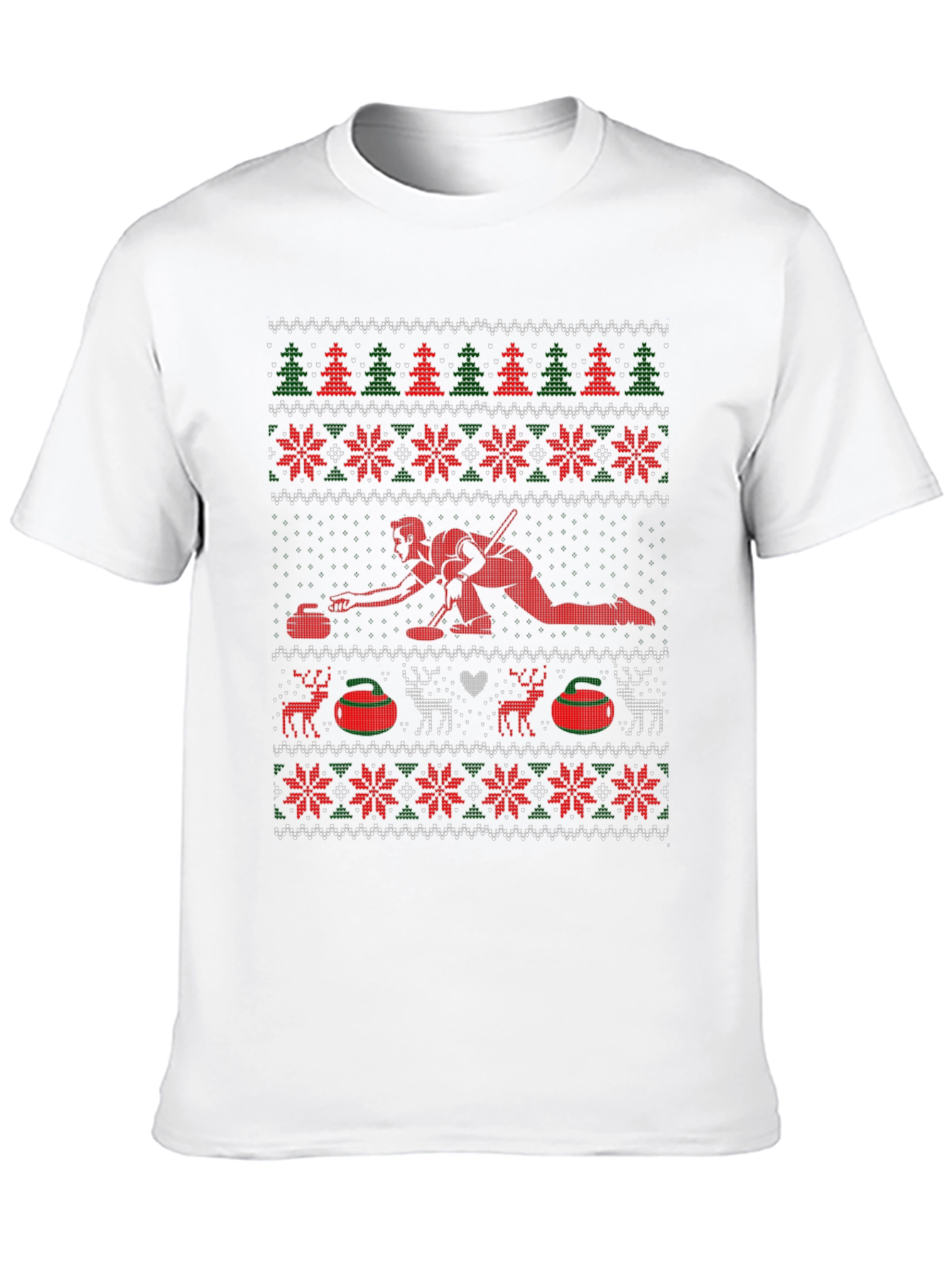Festive Curling Ugly Christmas Sweater T-Shirt