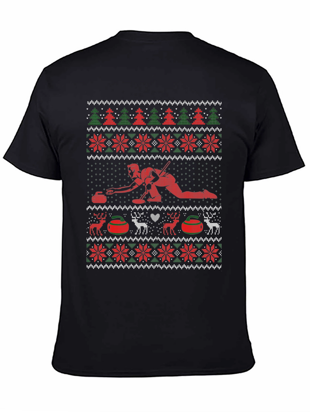 Festive Curling Ugly Christmas Sweater T-Shirt