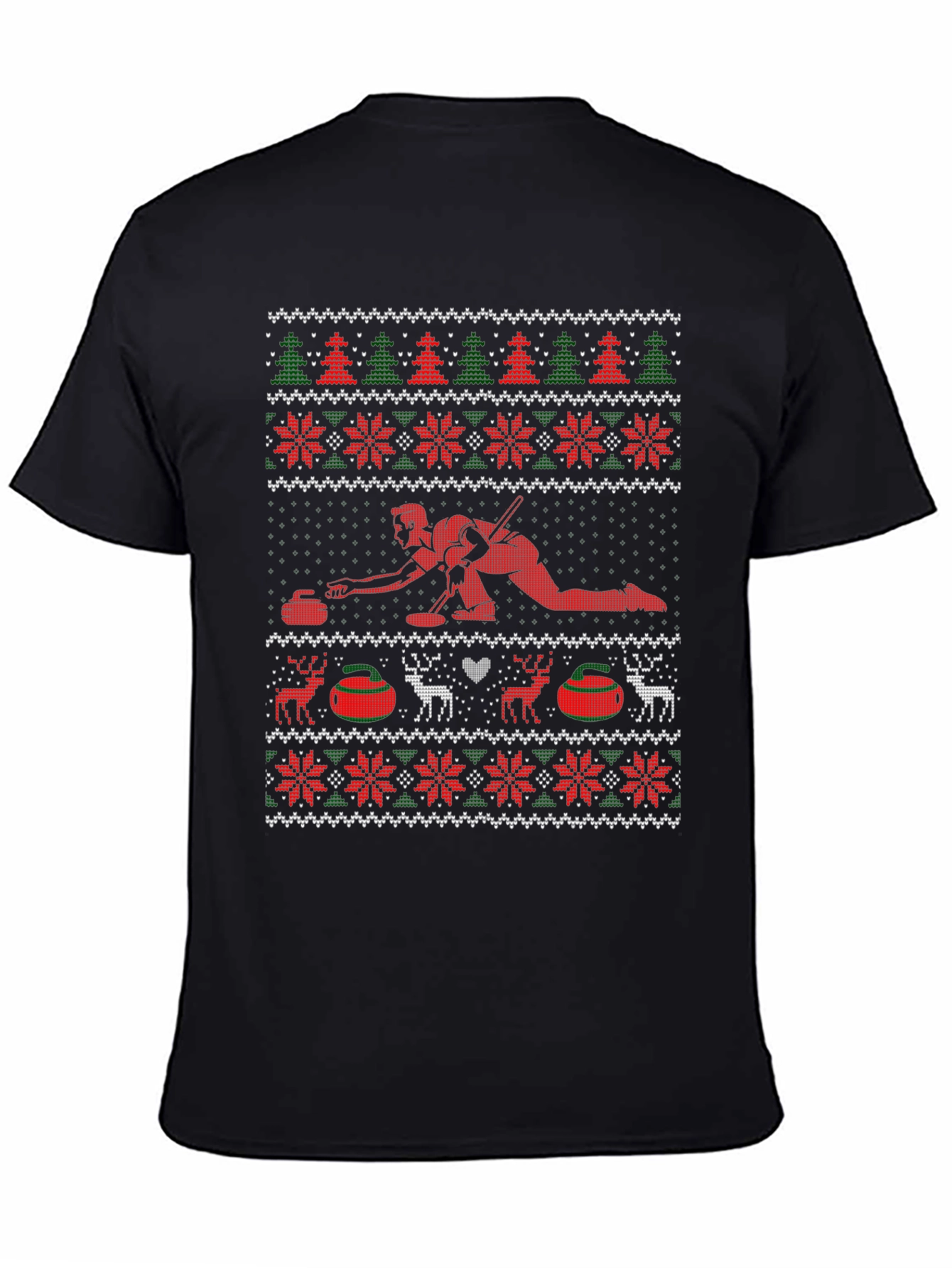 Festive Curling Ugly Christmas Sweater T-Shirt