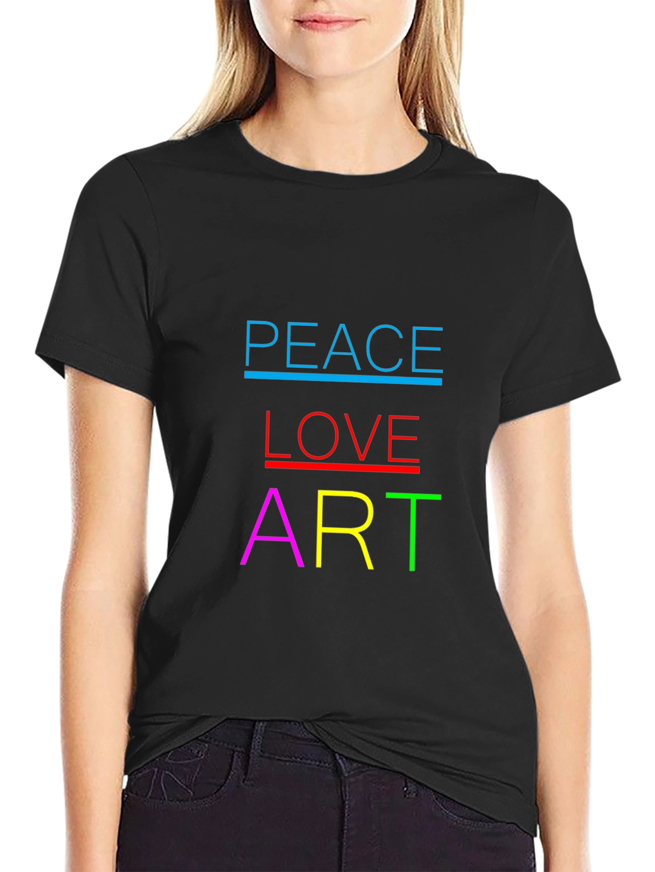 Peace Love Art T-Shirt - Colorful Design