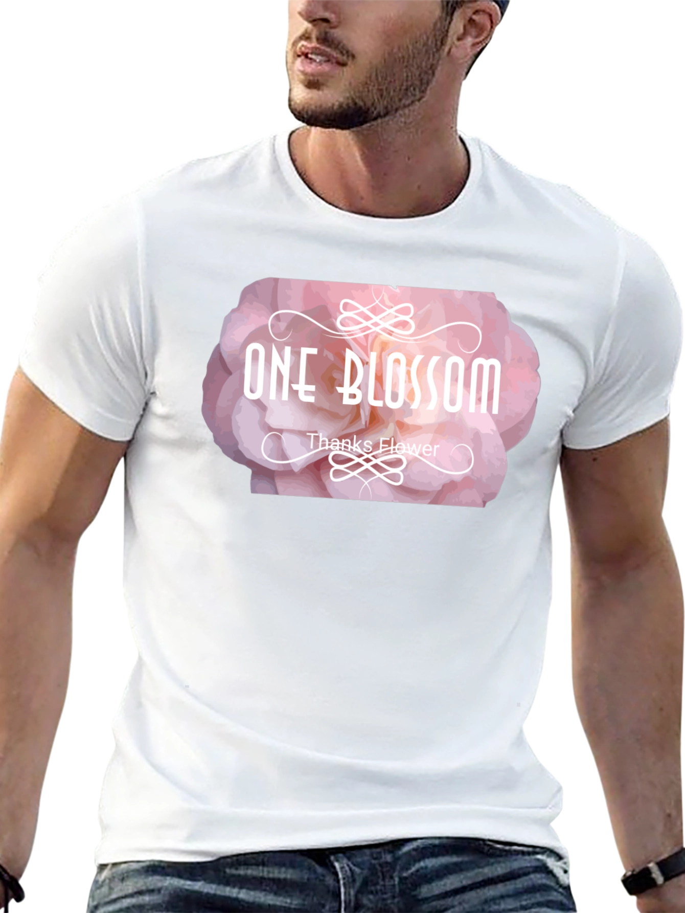 One Blossom Graphic Tee - Black Cotton T-Shirt