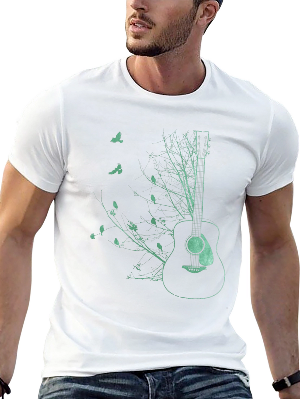 Guitar & Nature Graphic Tee - Black