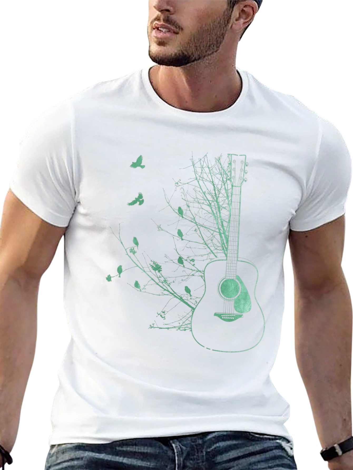 Guitar & Nature Graphic Tee - Black