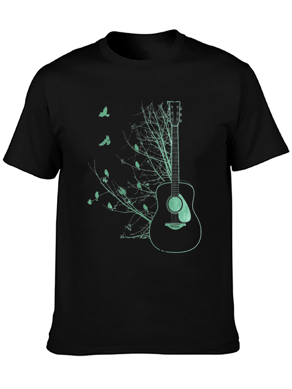 Guitar & Nature Graphic Tee - Black