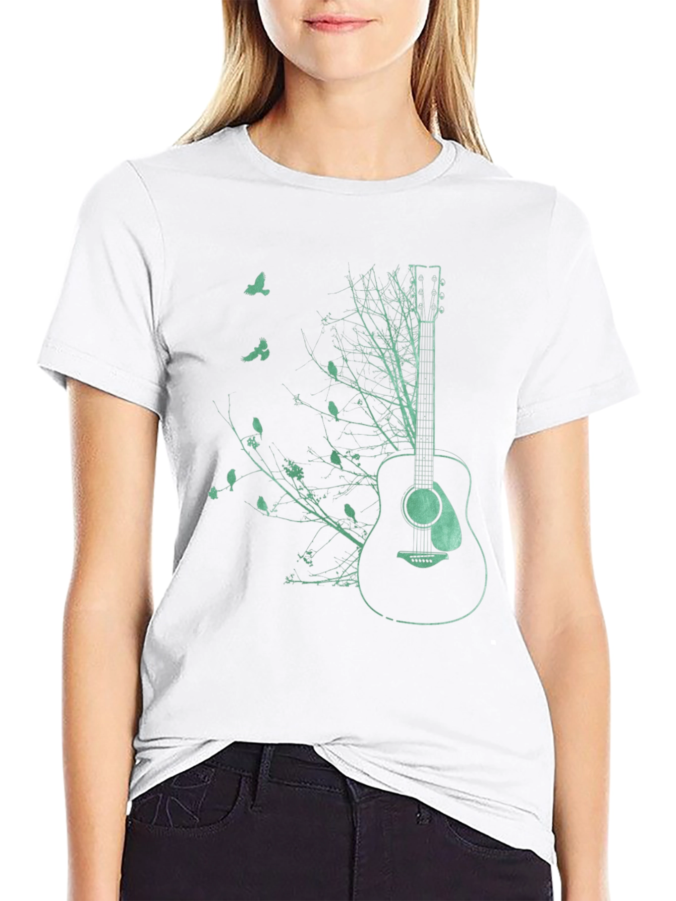 Guitar & Nature Graphic Tee - Black