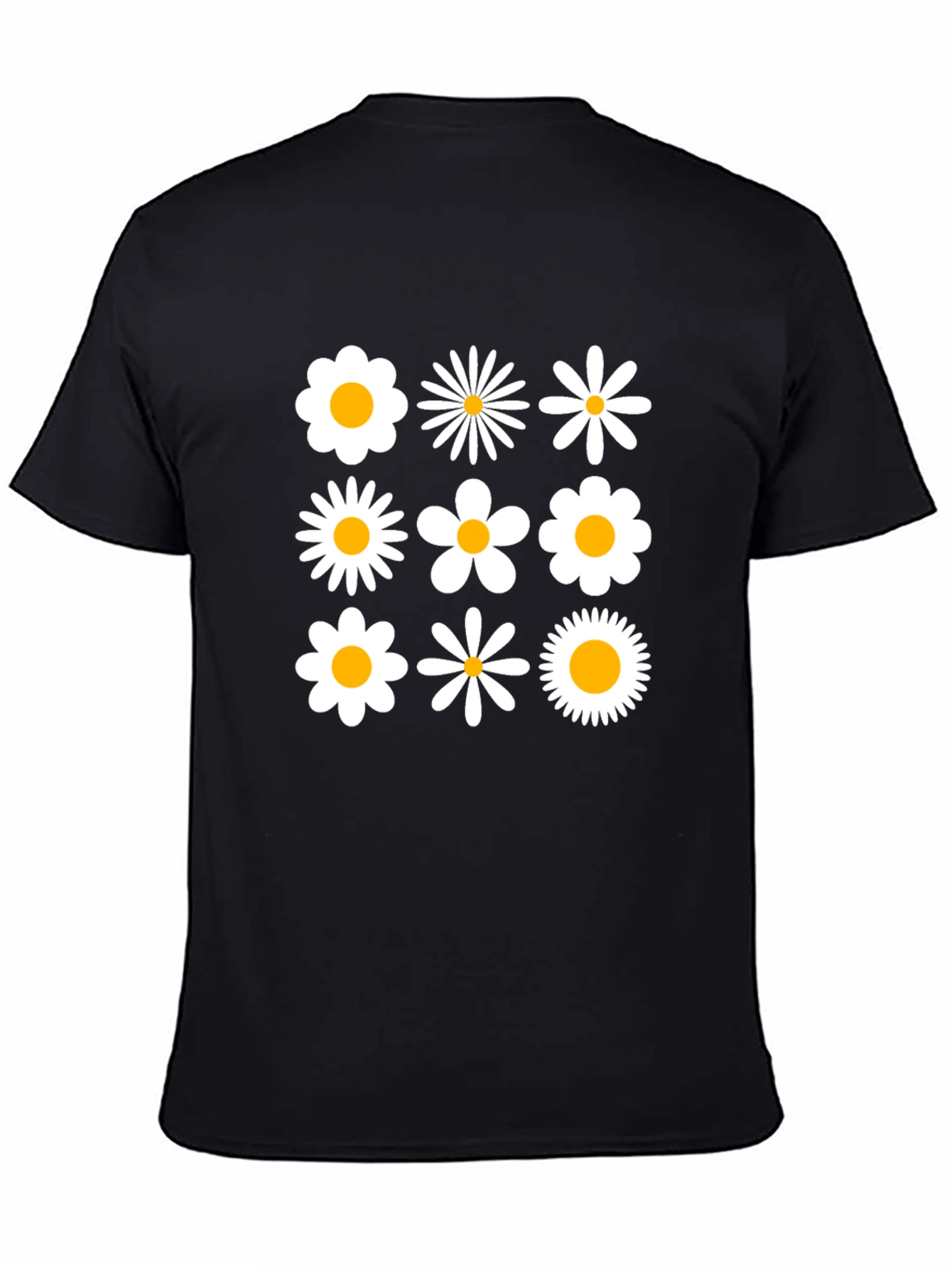 Retro Daisy Grid T-Shirt - Black