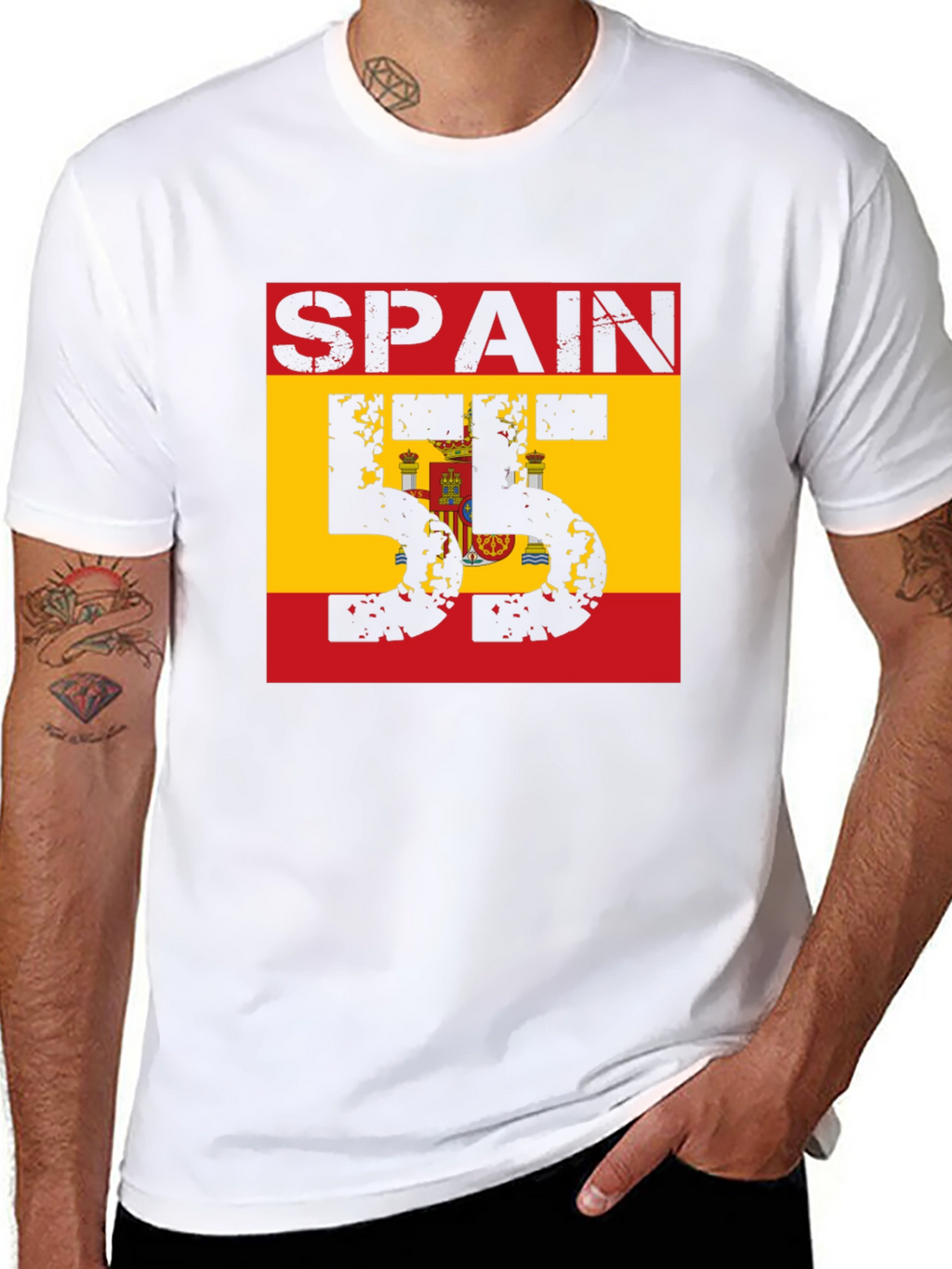 Spain Flag Number T-Shirt - Black