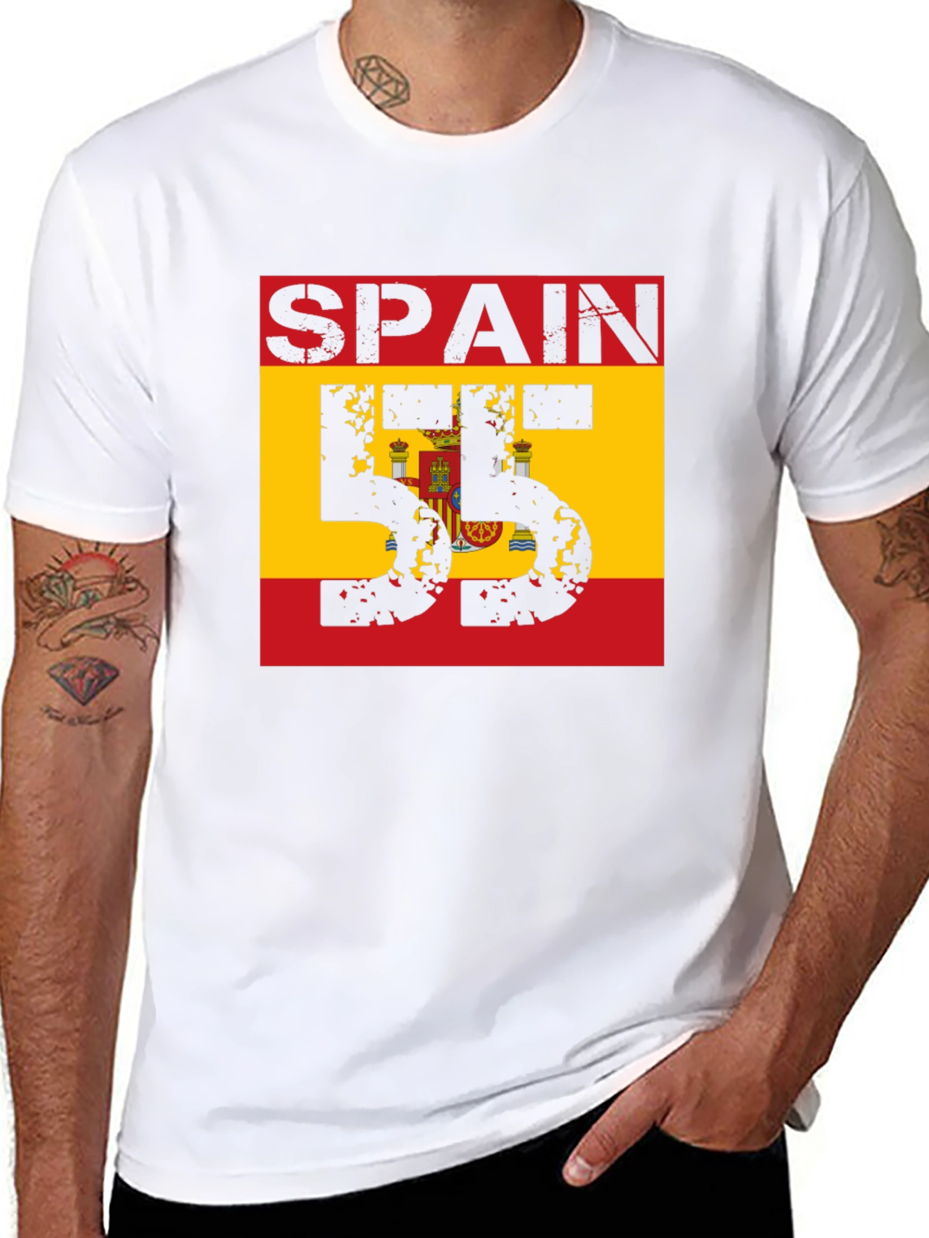 Spain Flag Number T-Shirt - Black