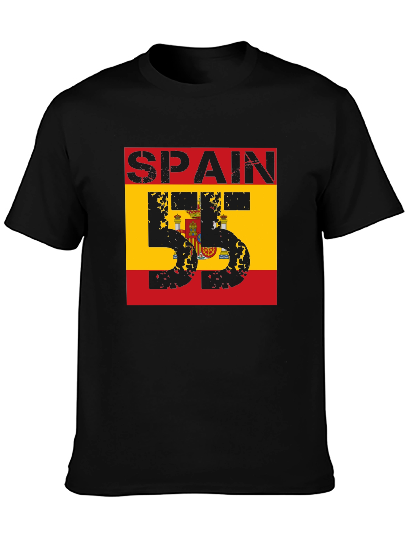 Spain Flag Number T-Shirt - Black