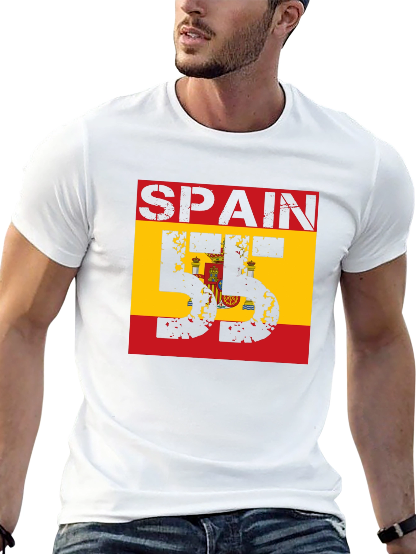 Spain Flag Number T-Shirt - Black