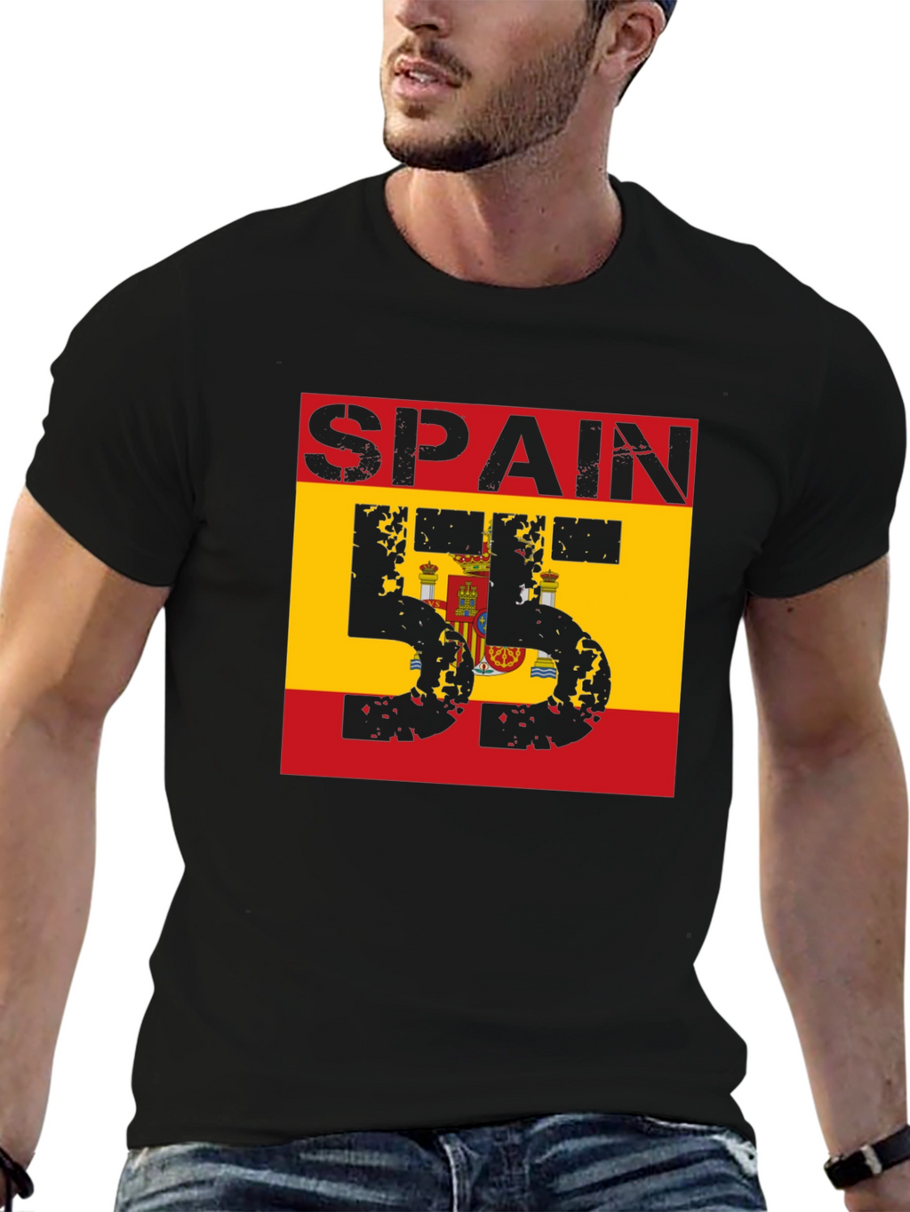 Spain Flag Number T-Shirt - Black