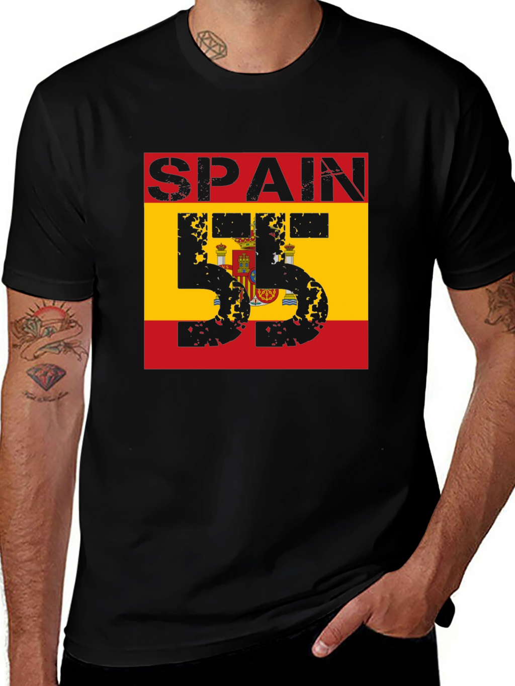 Spain Flag Number T-Shirt - Black